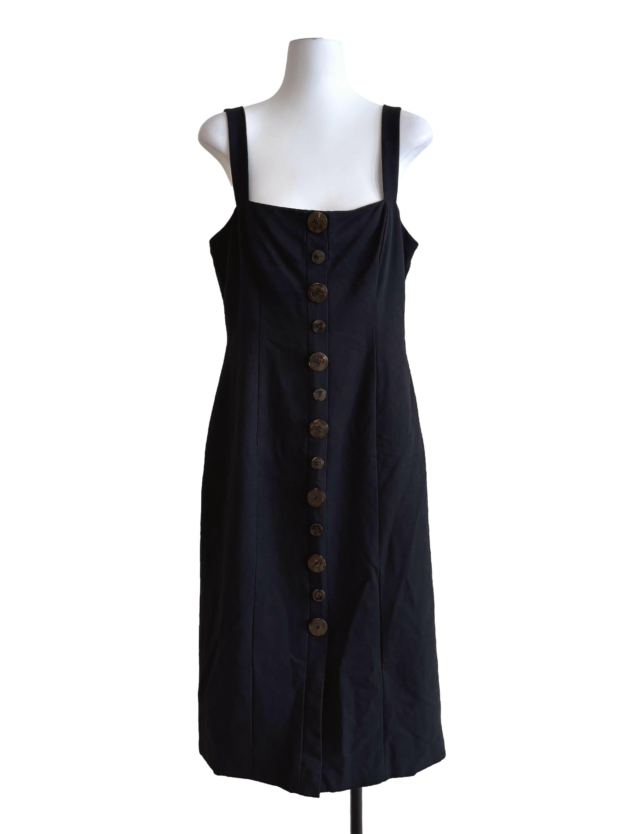 Onyx Black Apron Buttoned Dress