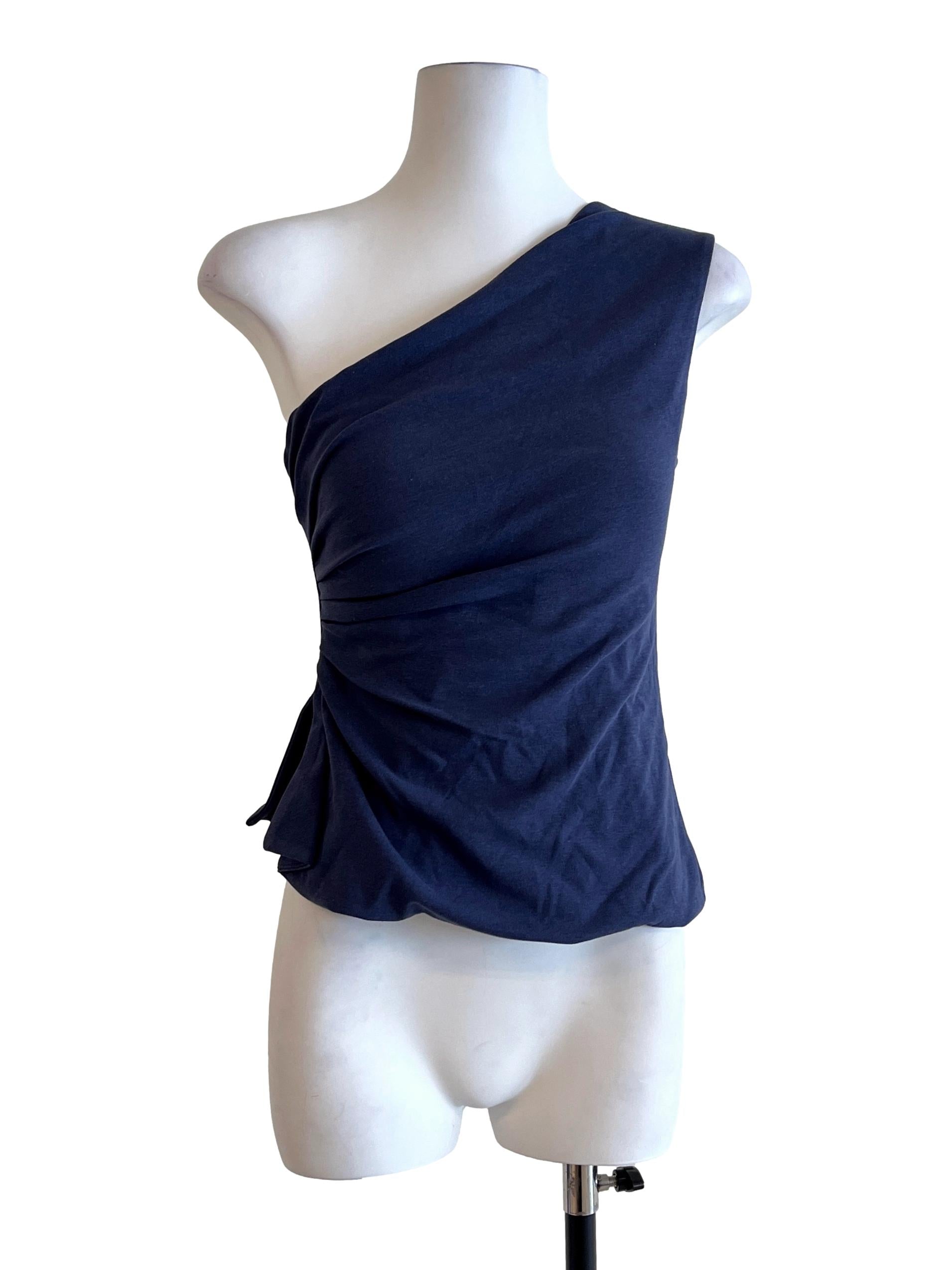 Navy Blue Asymmetrical Top