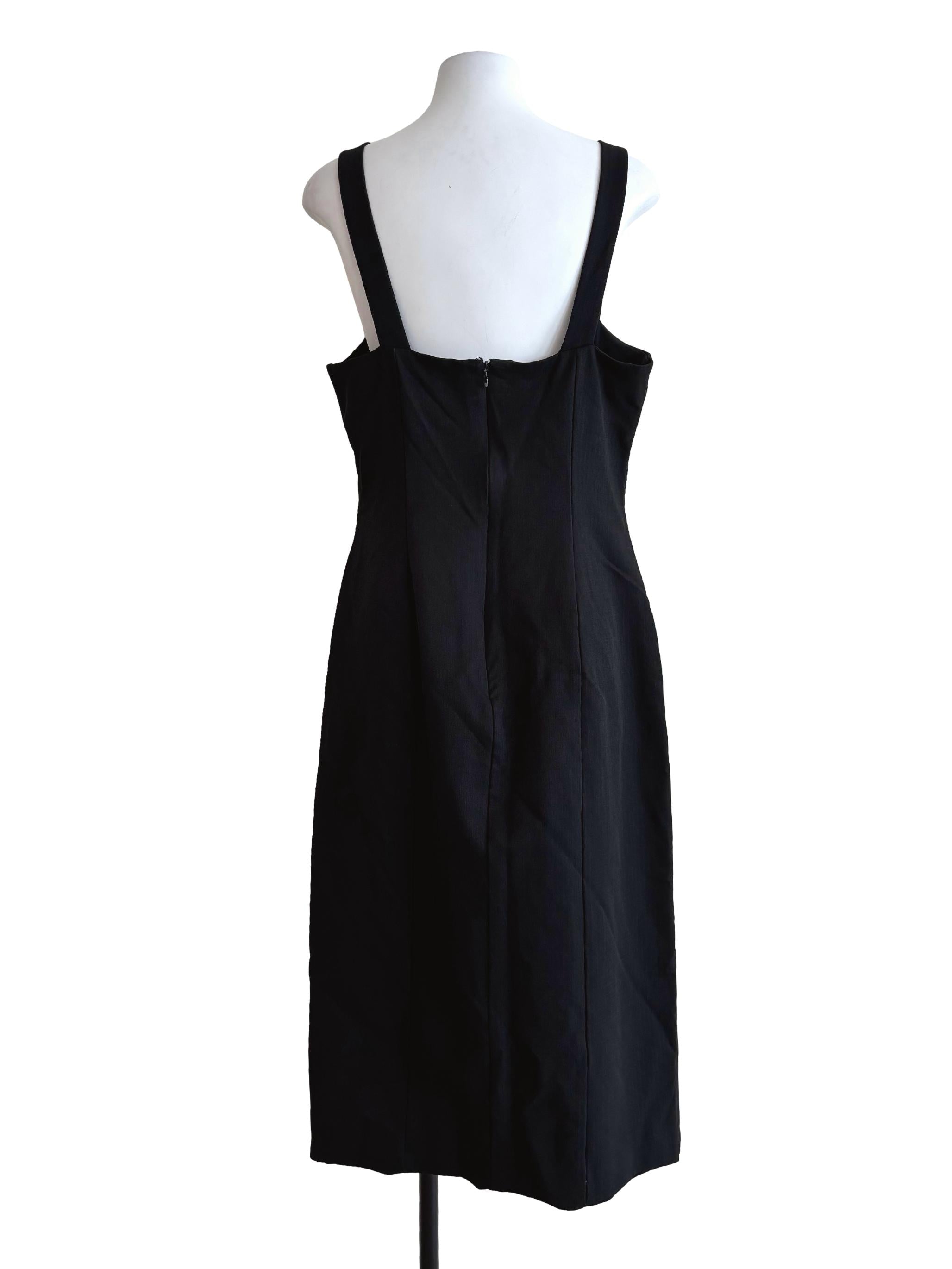 Onyx Black Apron Buttoned Dress