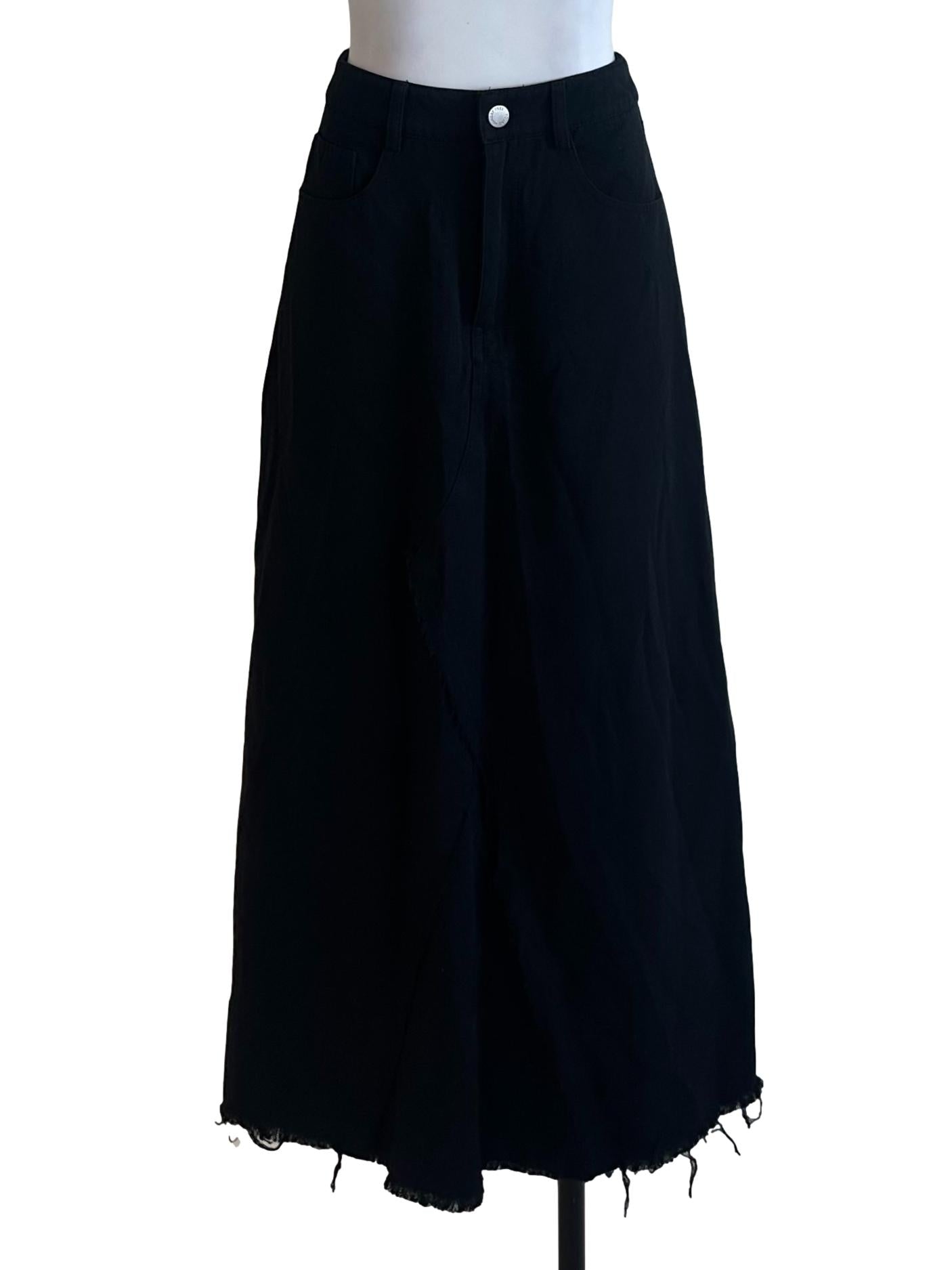 Raven Black Denim A Line Skirt