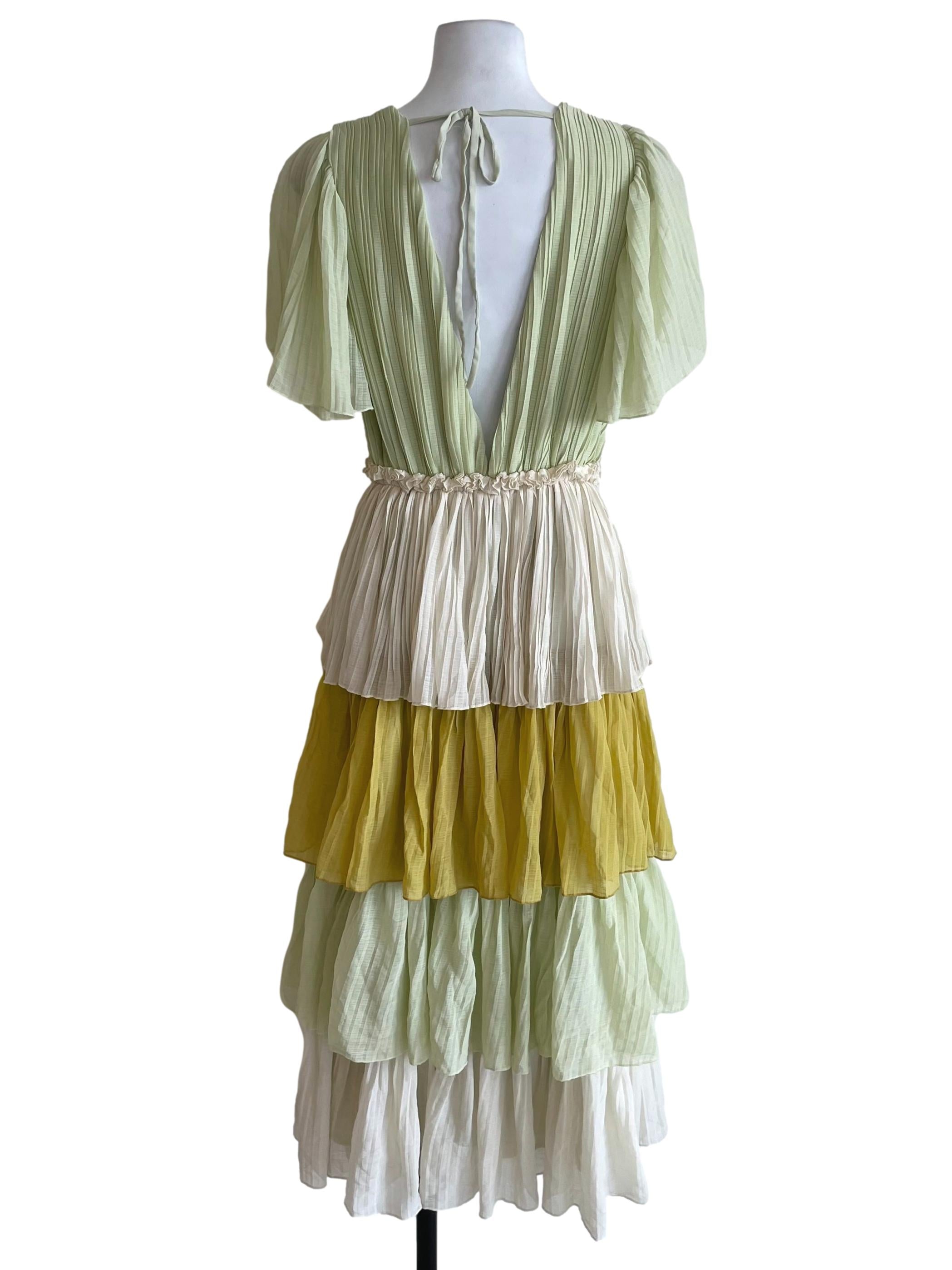 Light Green Contrast Layer Chiffon Dress