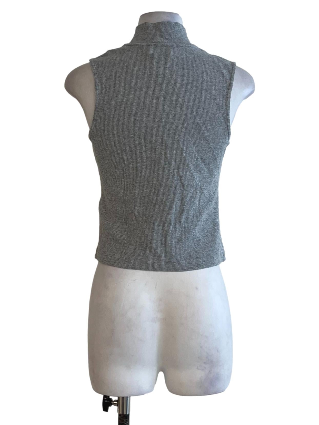 Grey High Neckline Sleeveless Top