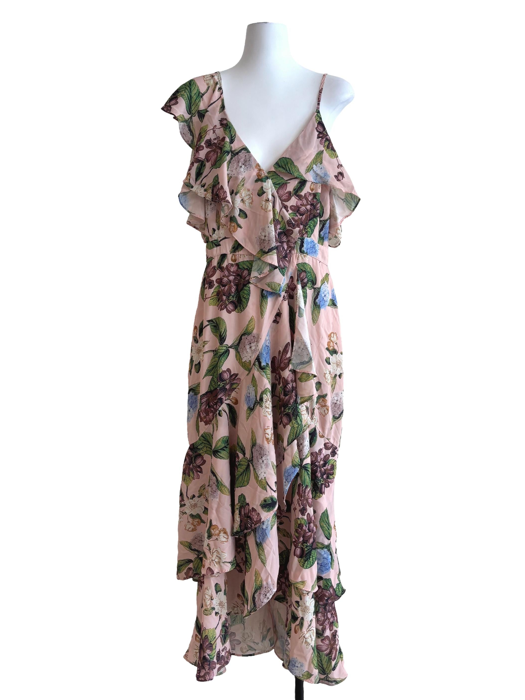 Sepia Pink Asymmetrical Layered Dress