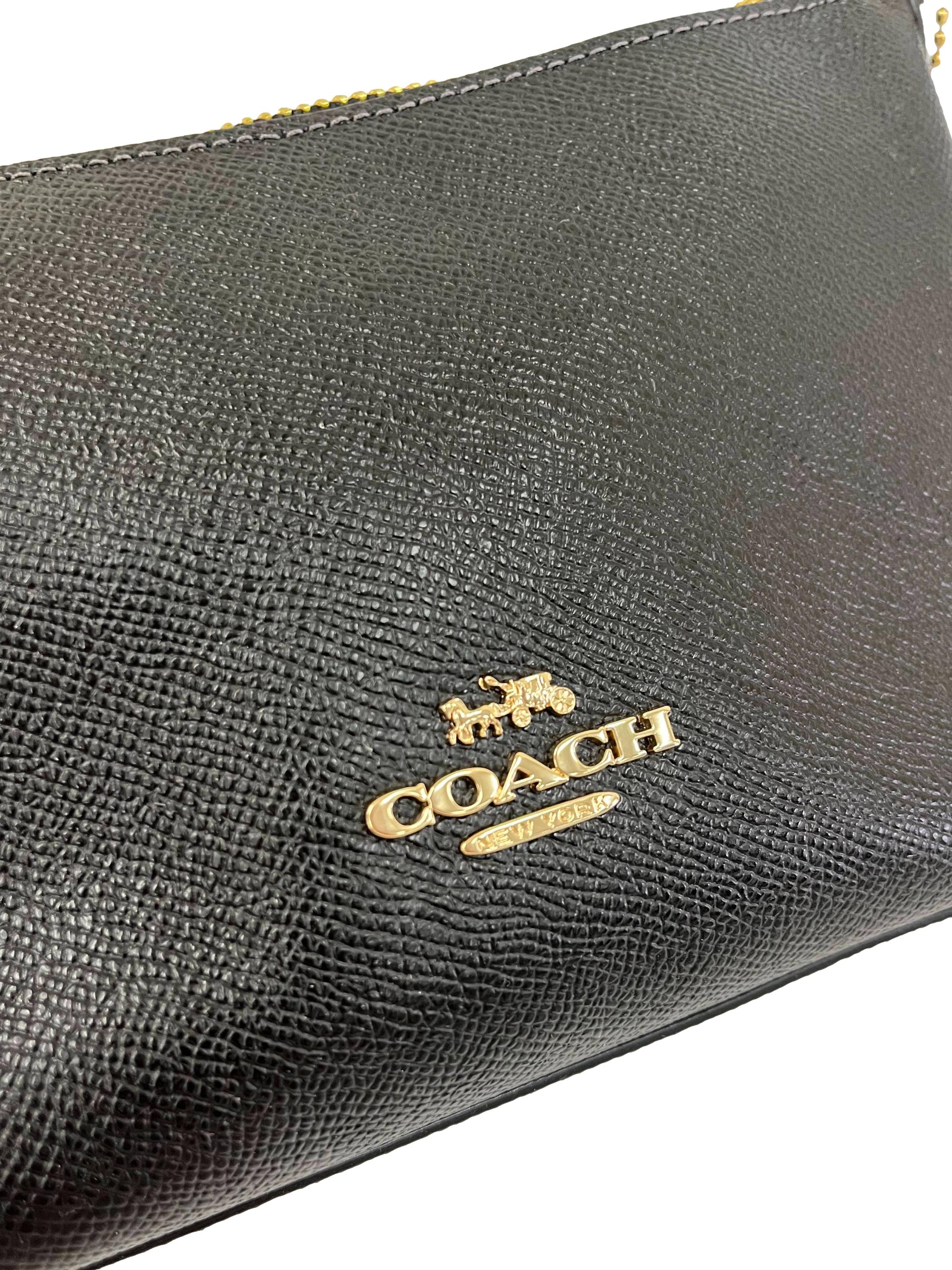 Black Leather Zip Top Crossbody Bag CSN