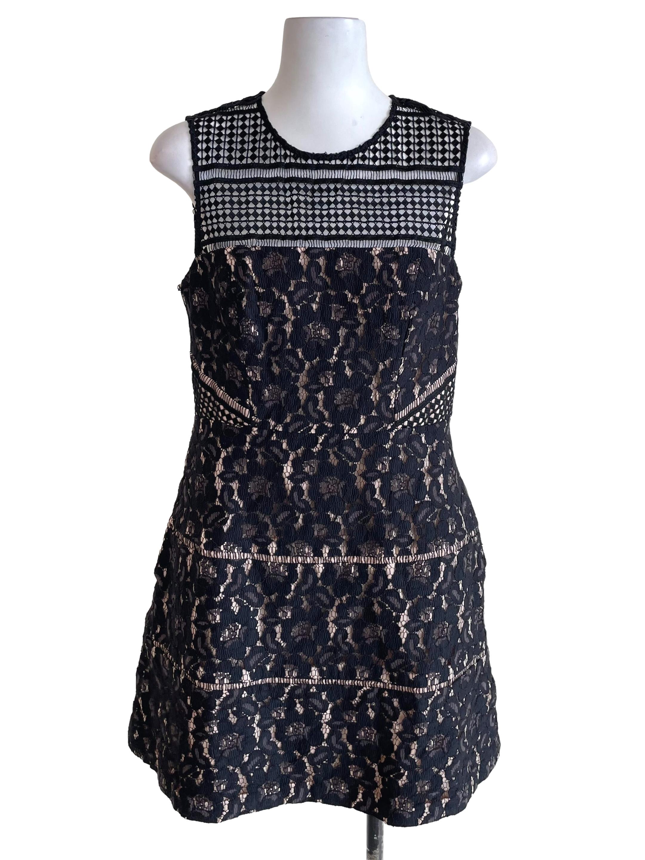 Black Lace Sleeveless A-Line Dress