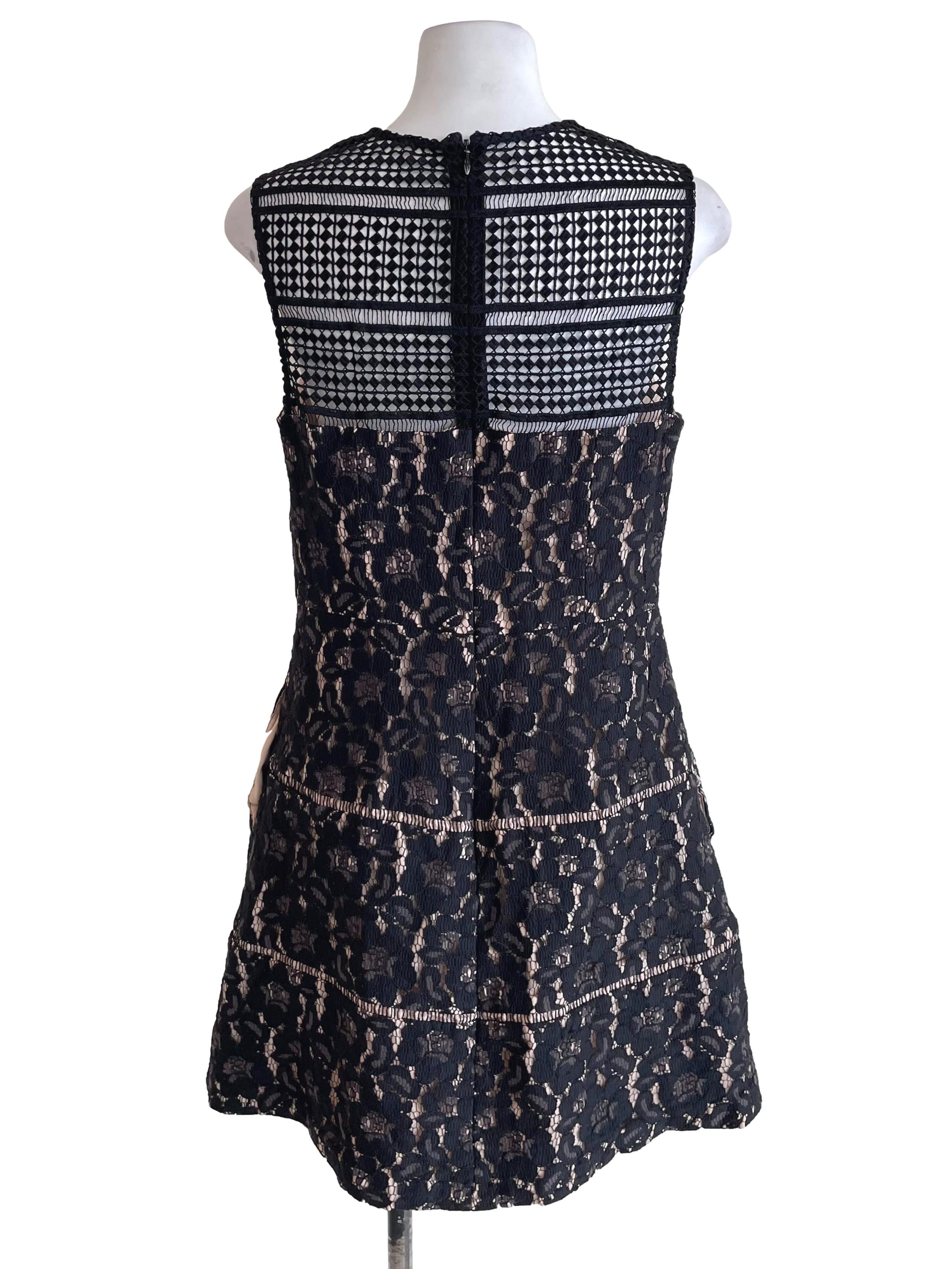 Black Lace Sleeveless A-Line Dress