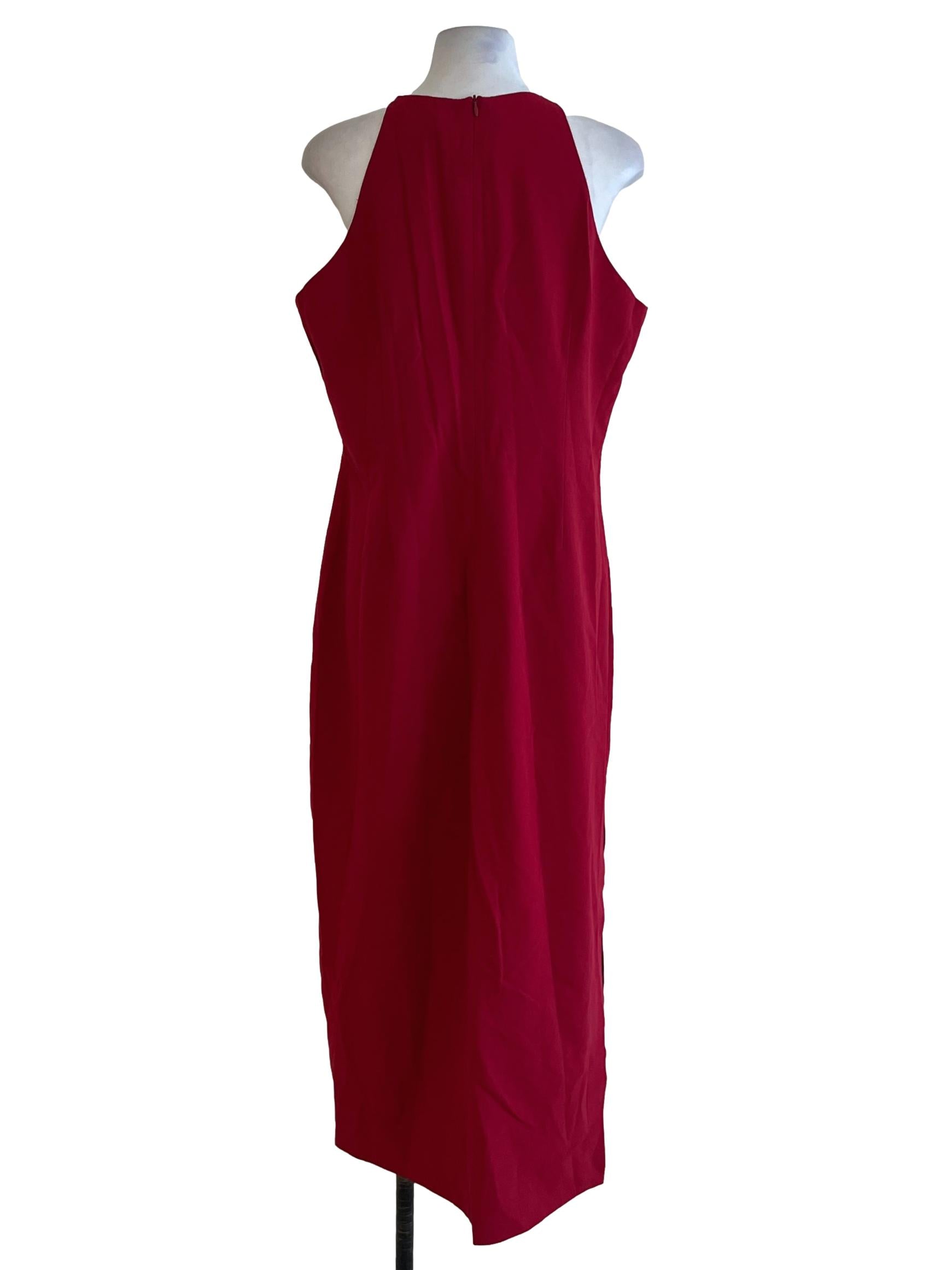 Wine Red Jewel Neckline Sheath Dress