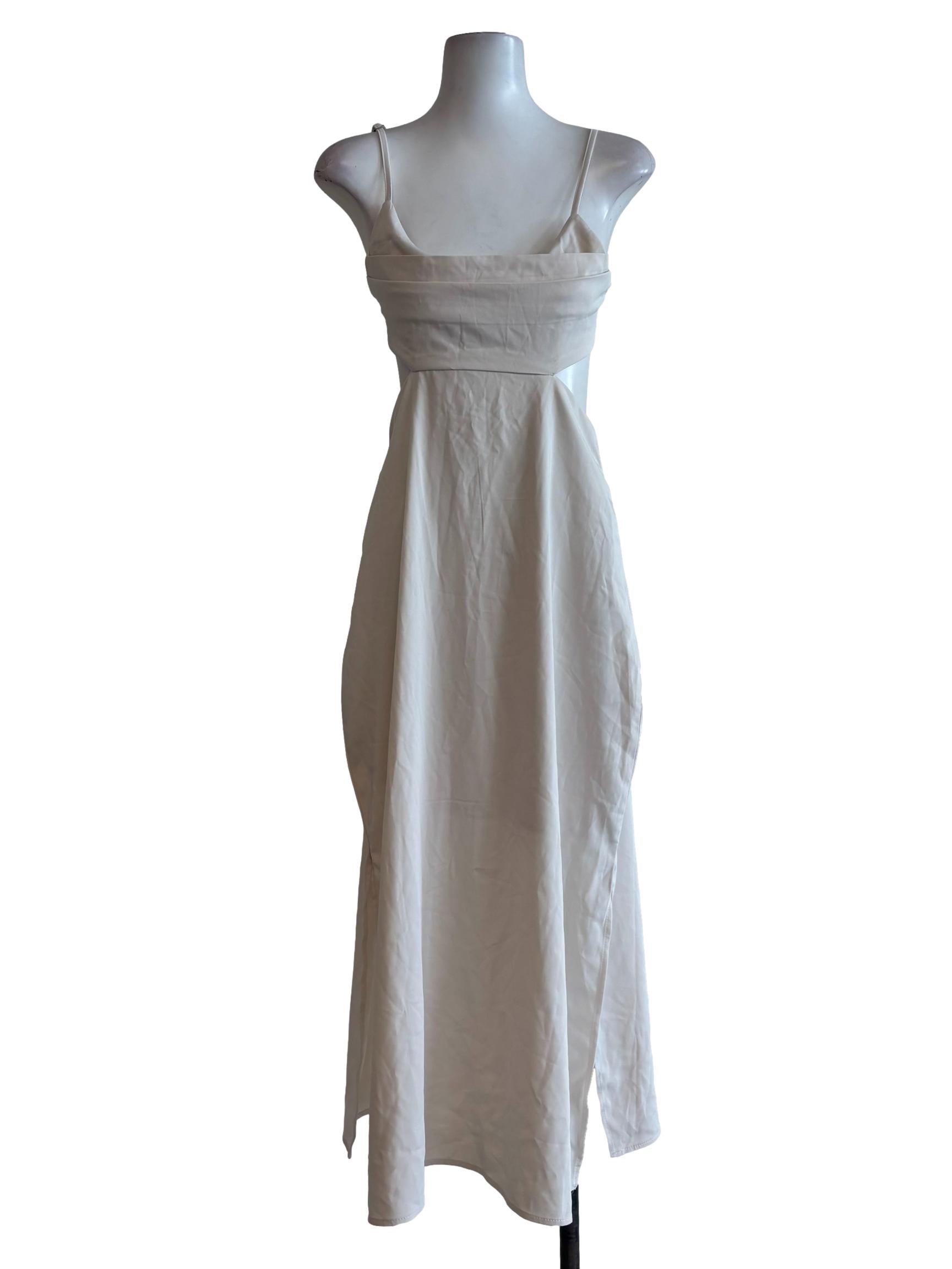 Rice White Spaghetti Strap Pencil Dress
