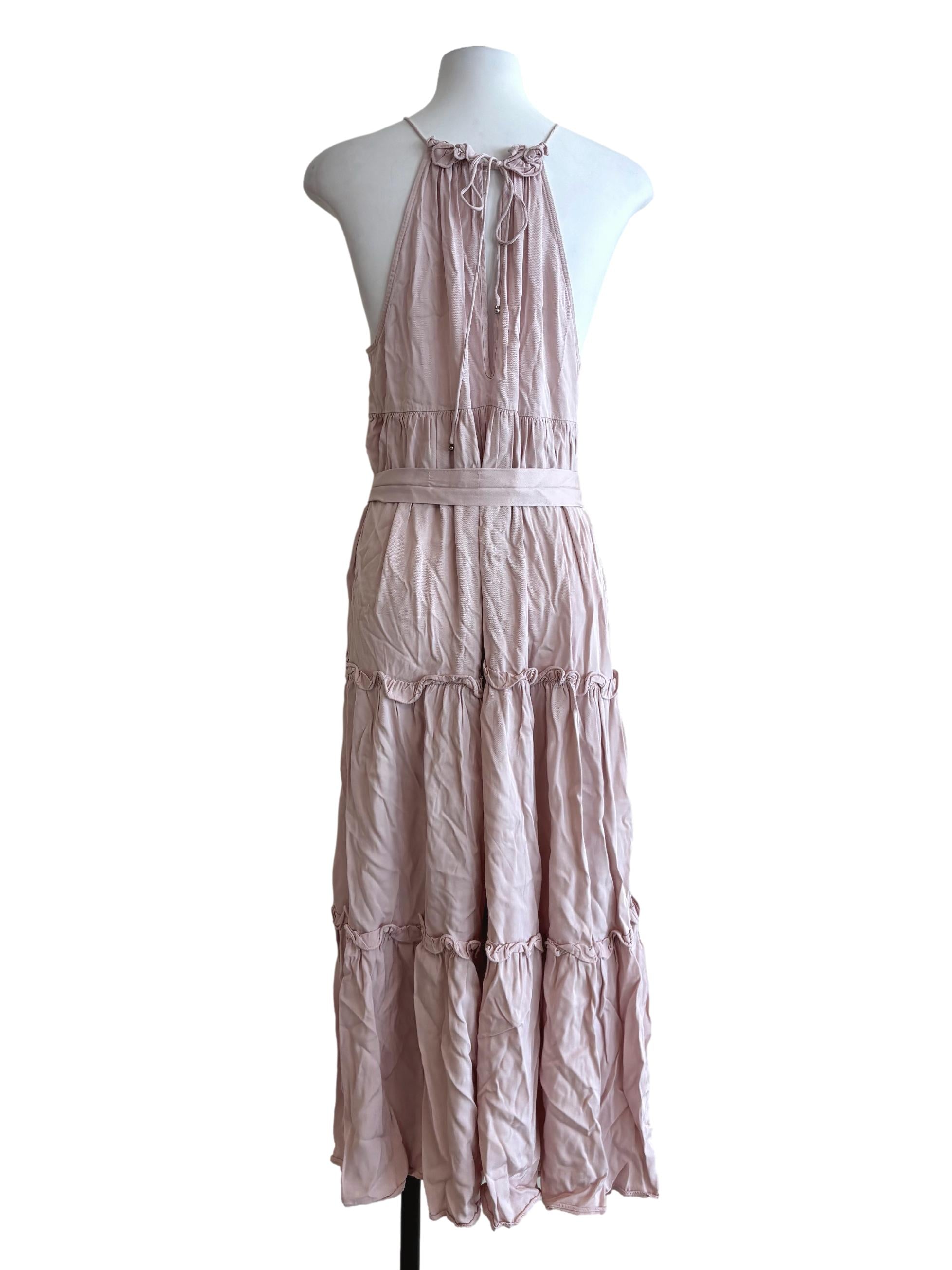 Lemonade Pink Apron Neck Tier Dress