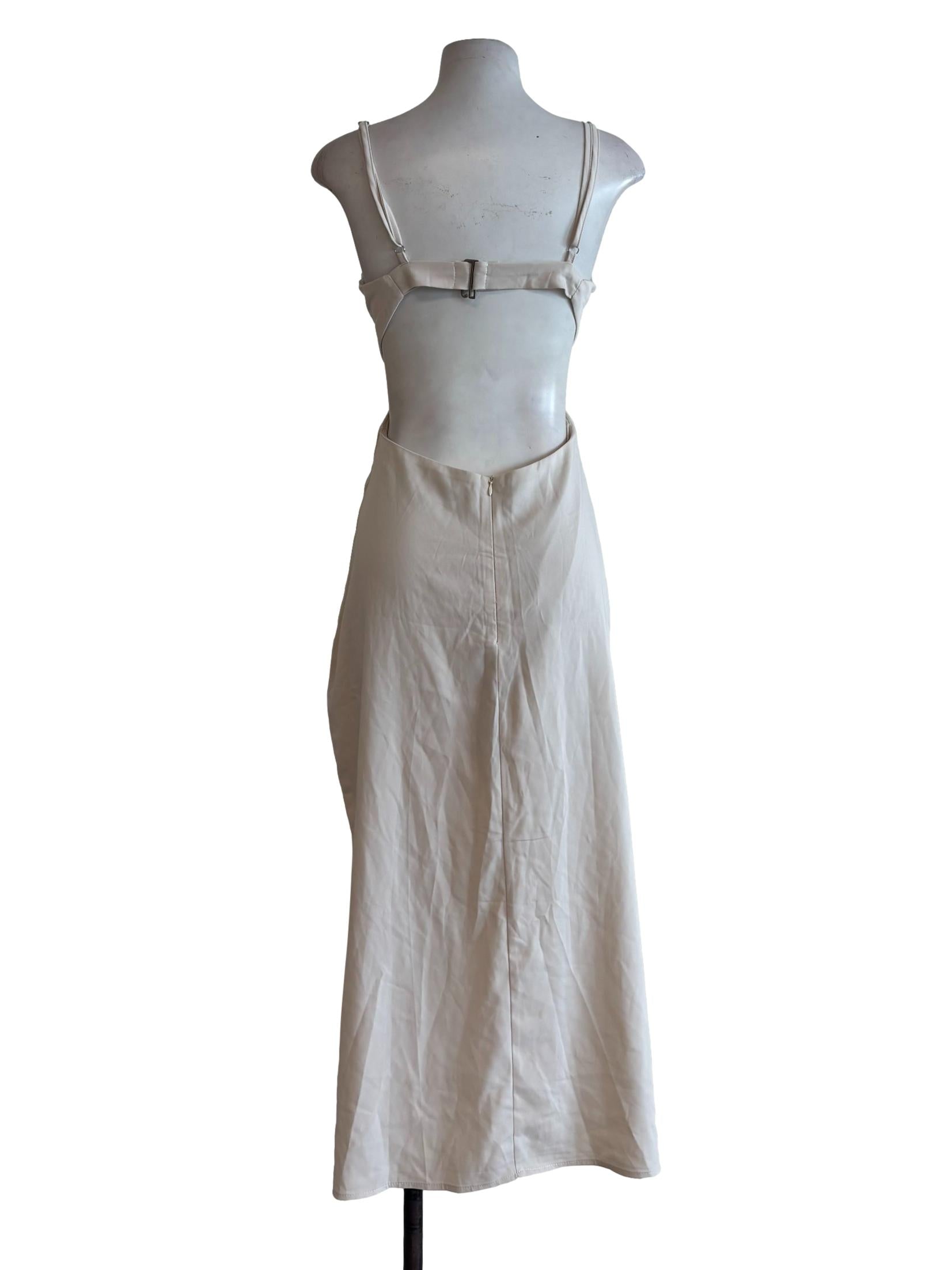 Rice White Spaghetti Strap Pencil Dress