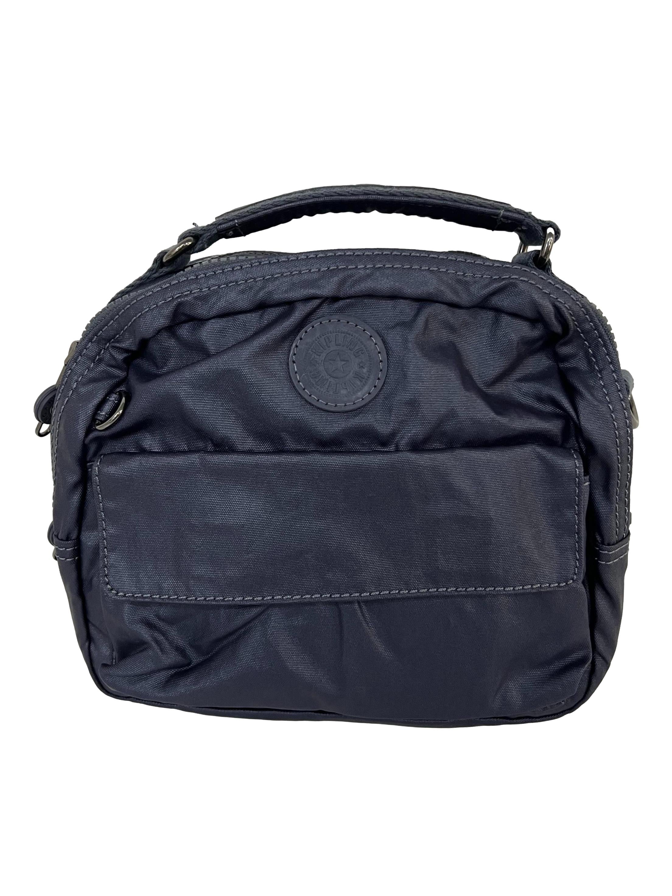 Blue Shiny Nylon Crossbody Bag