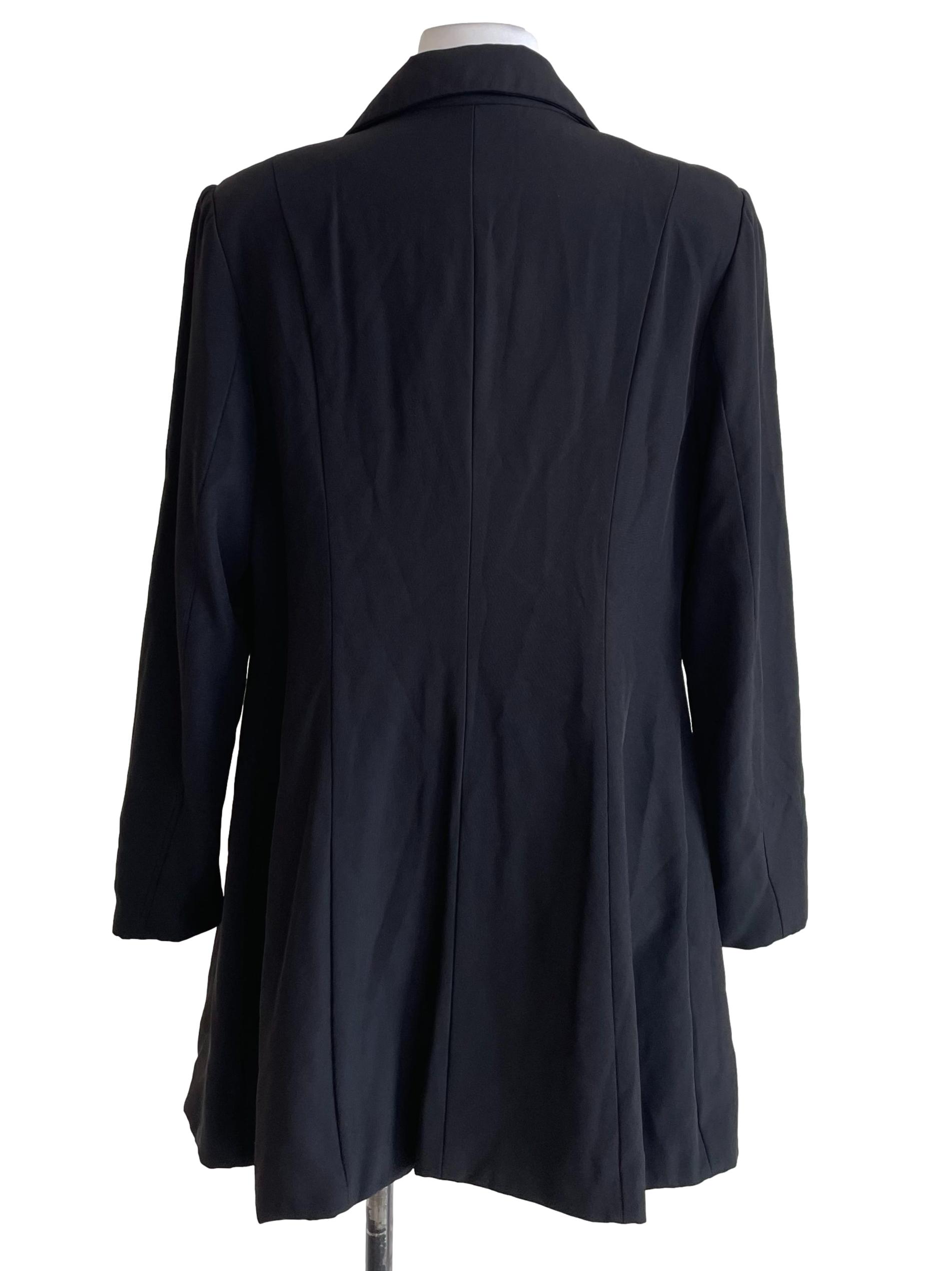 Black Single Breasted Long Blazer