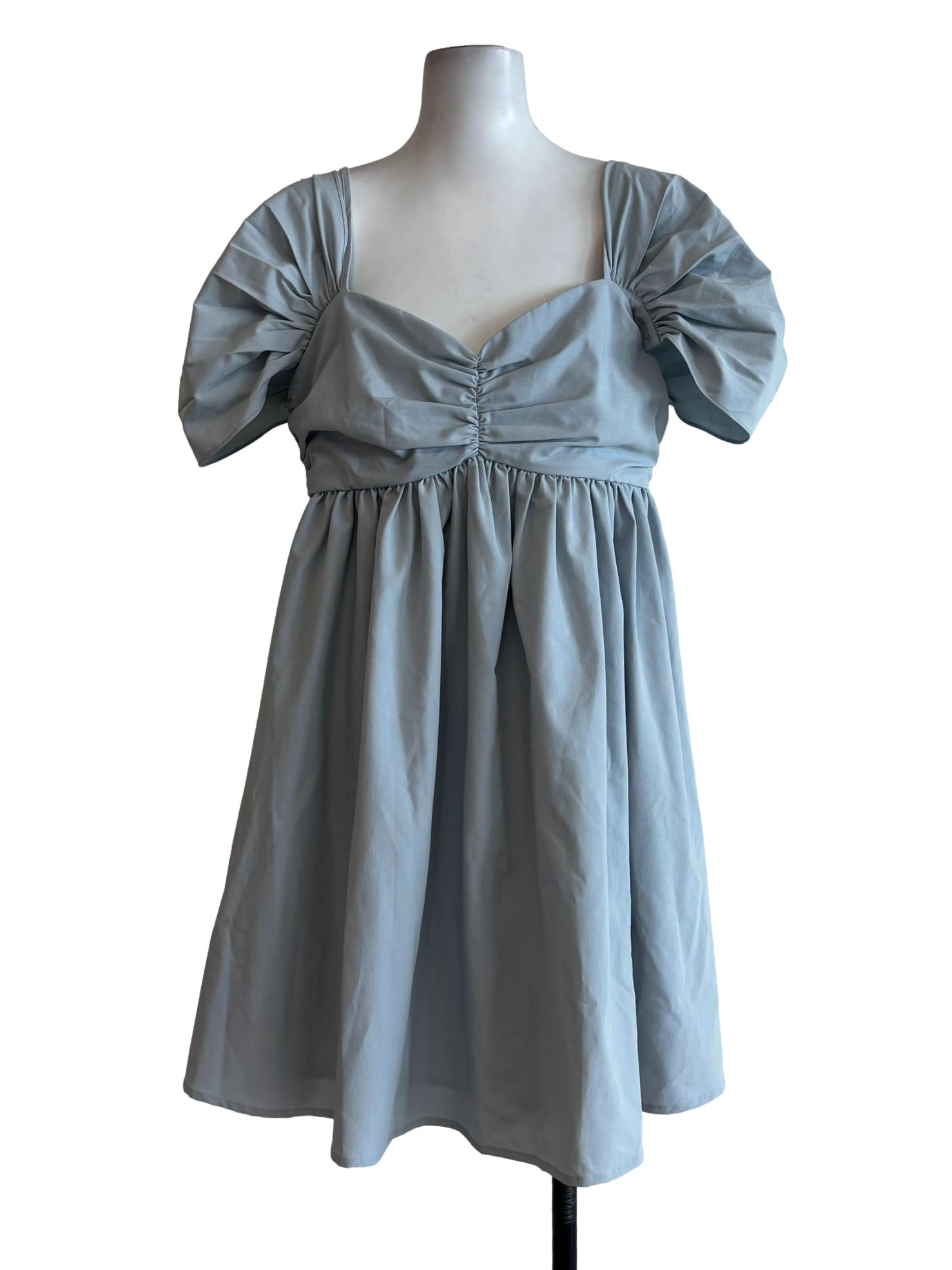 Baby Blue Scrunched Shoulder Dress