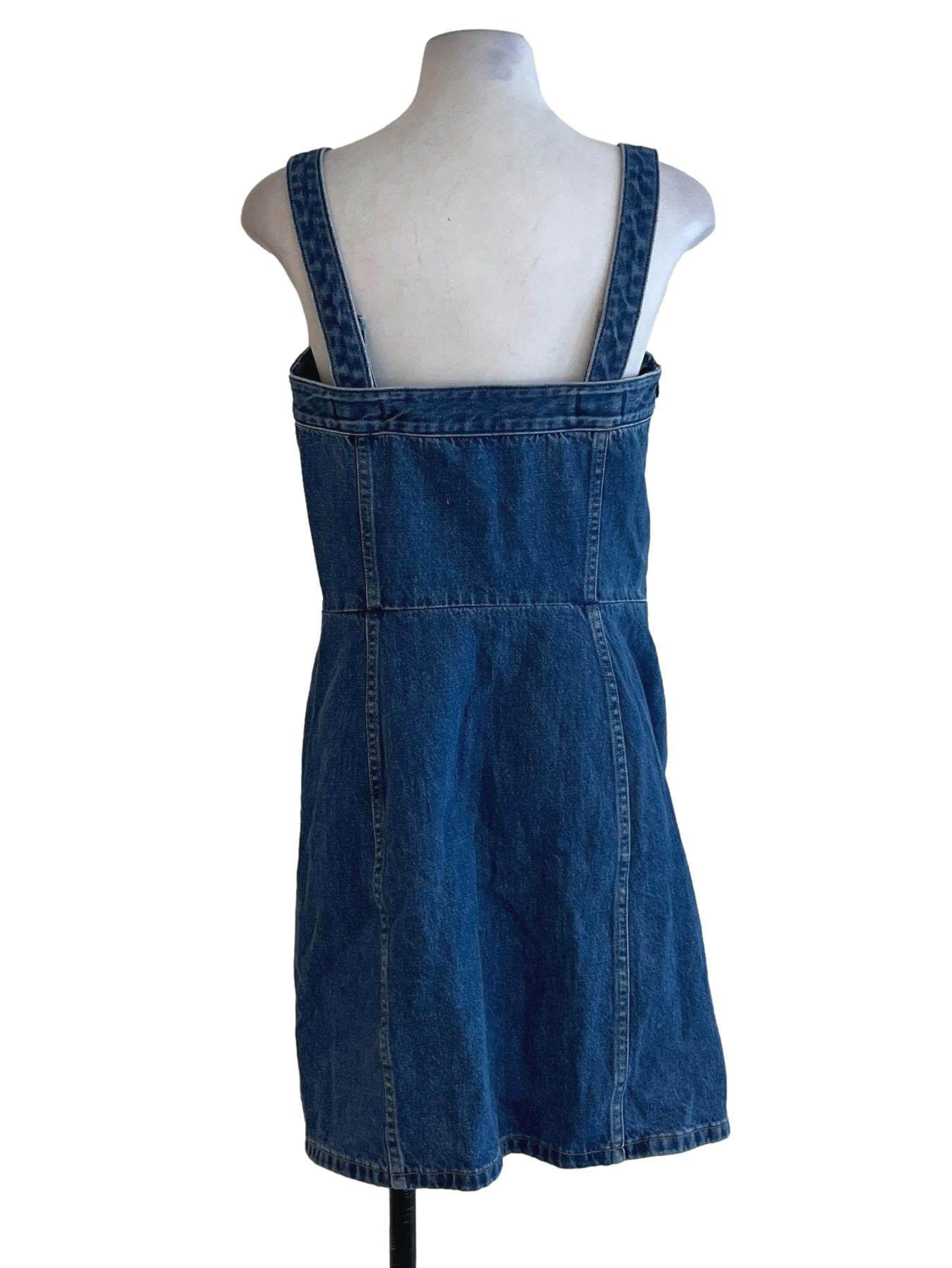 Blue Denim Square Neckline A-Line Dress