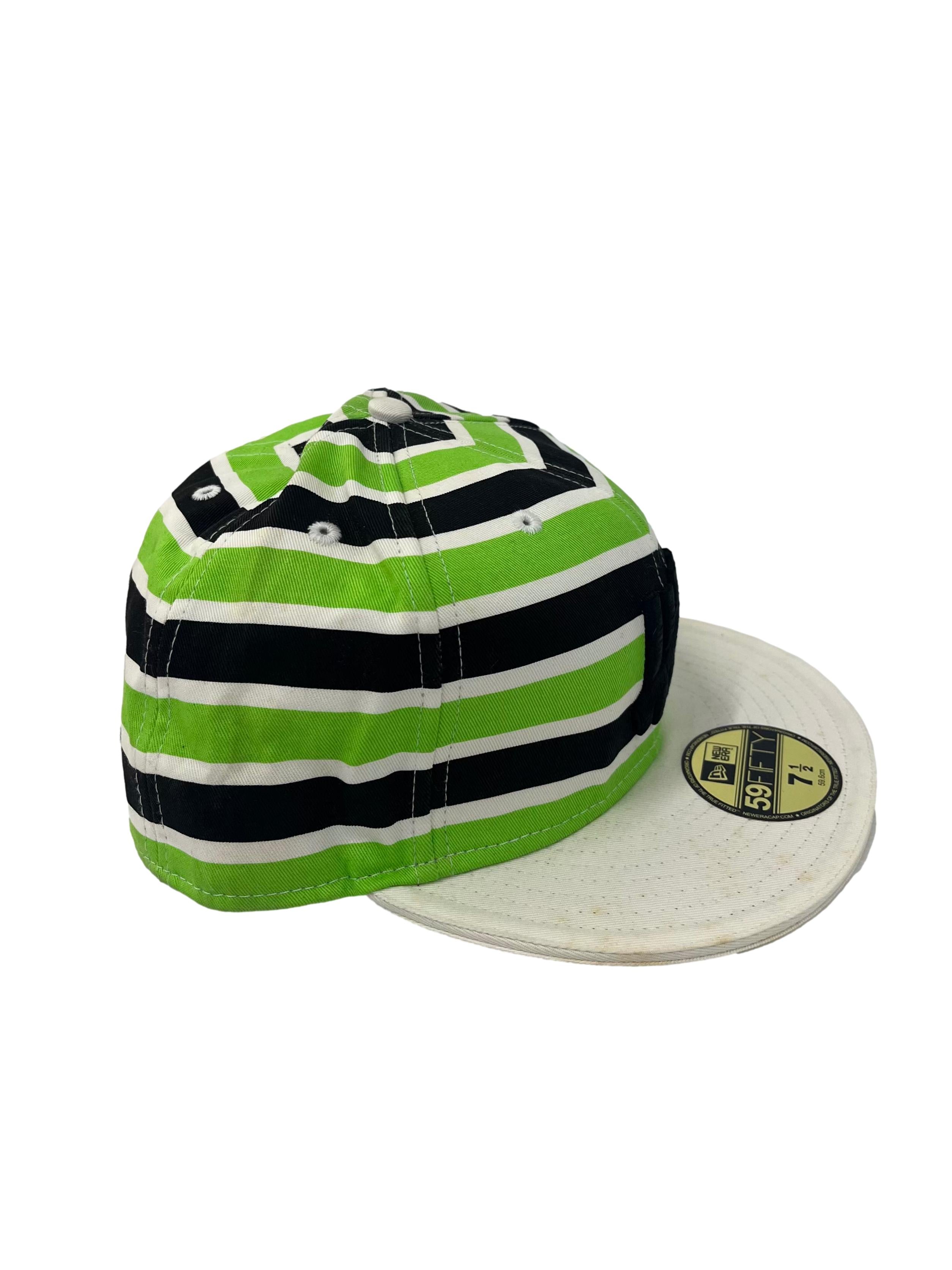 Multicolour Striped With Black Embroidery Snapback Cap