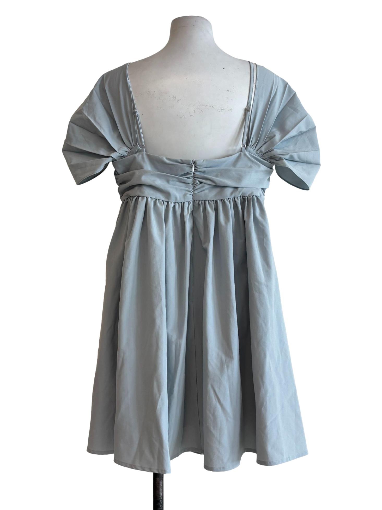 Baby Blue Scrunched Shoulder Dress