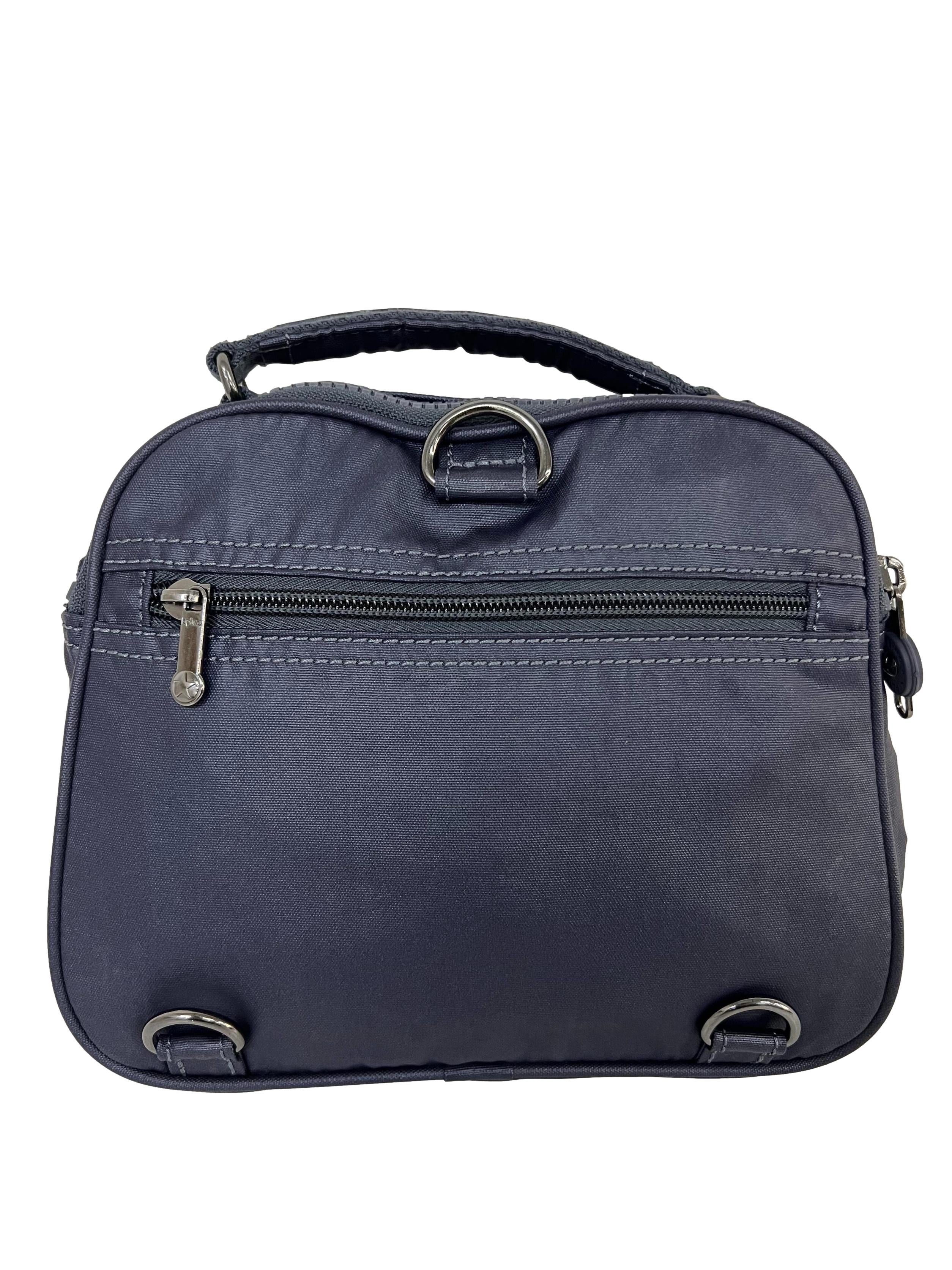 Blue Shiny Nylon Crossbody Bag