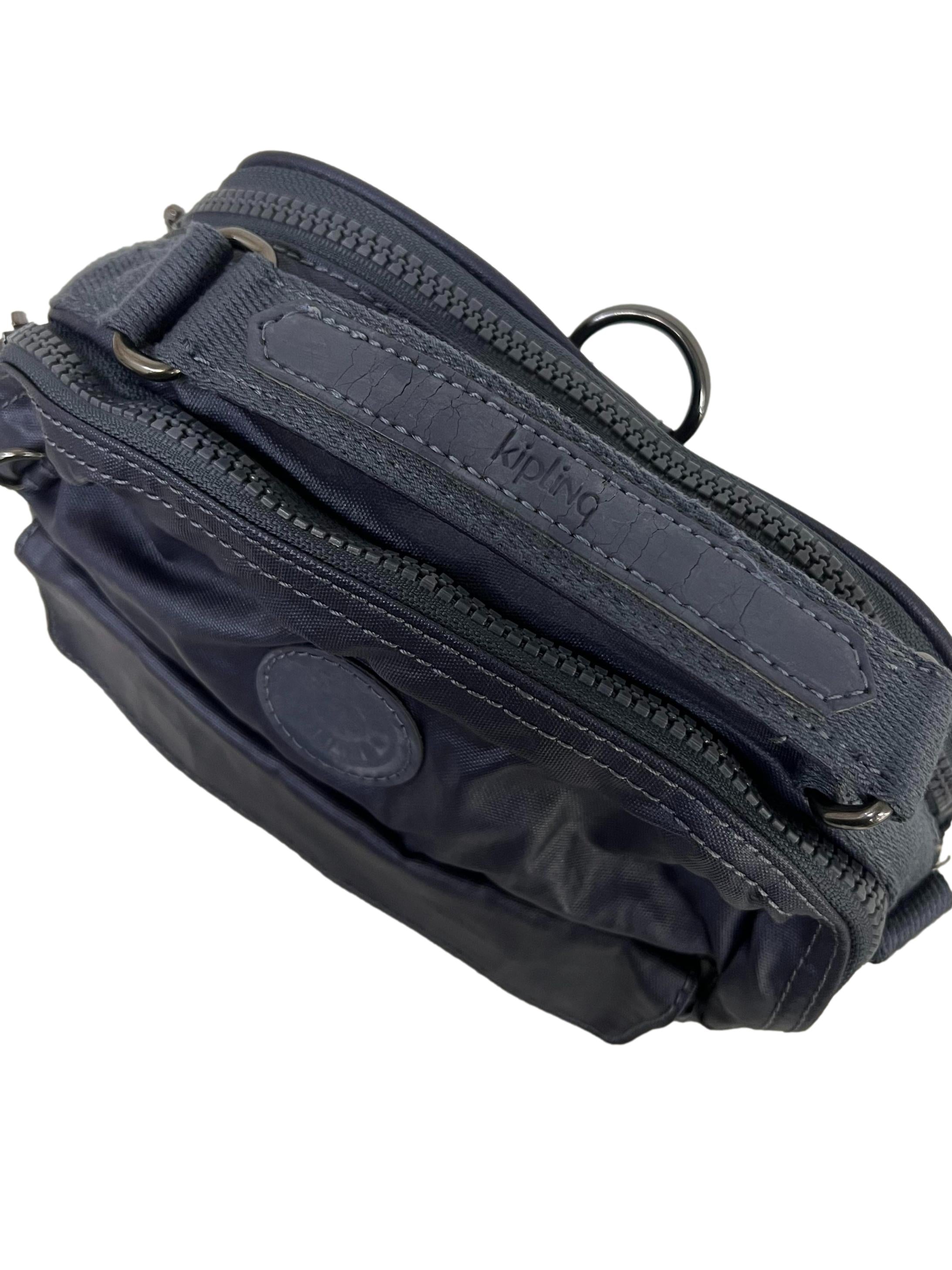Blue Shiny Nylon Crossbody Bag