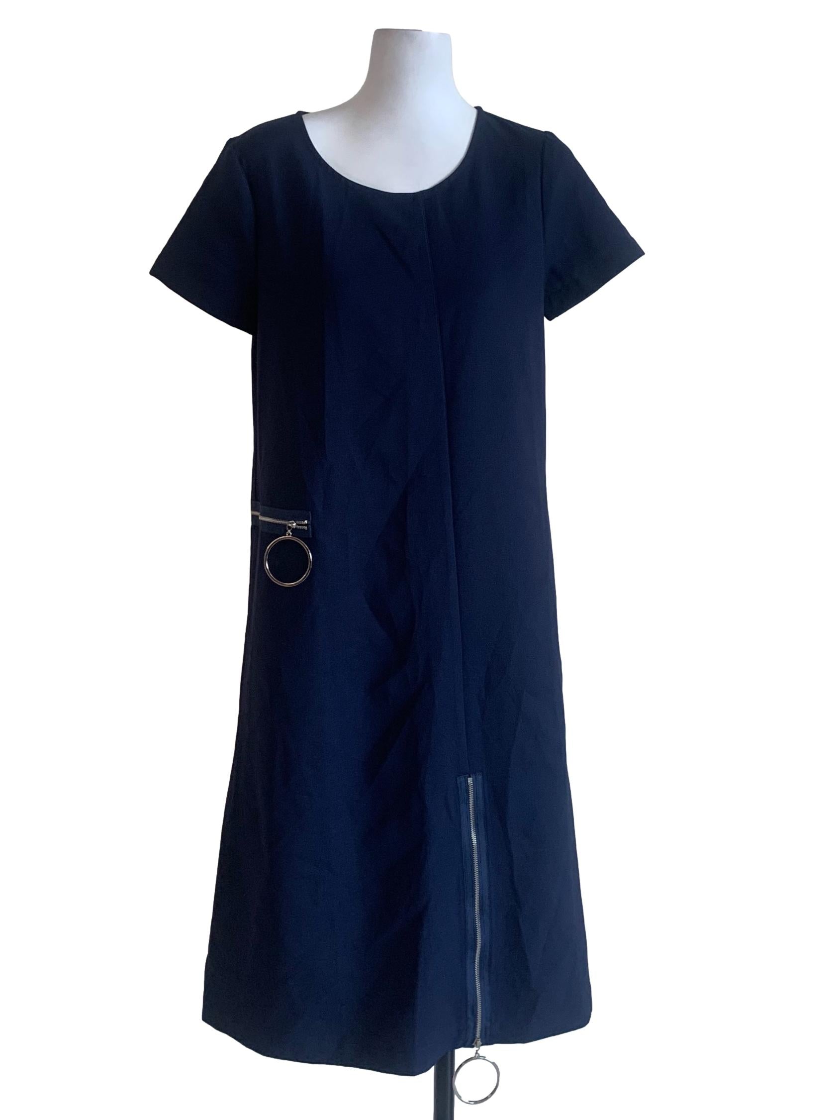 Navy Blue Yoke Dress