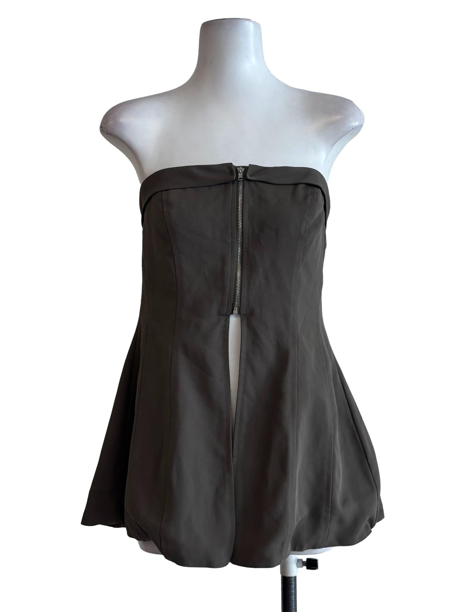 Buff Brown Strapless Peplum Top