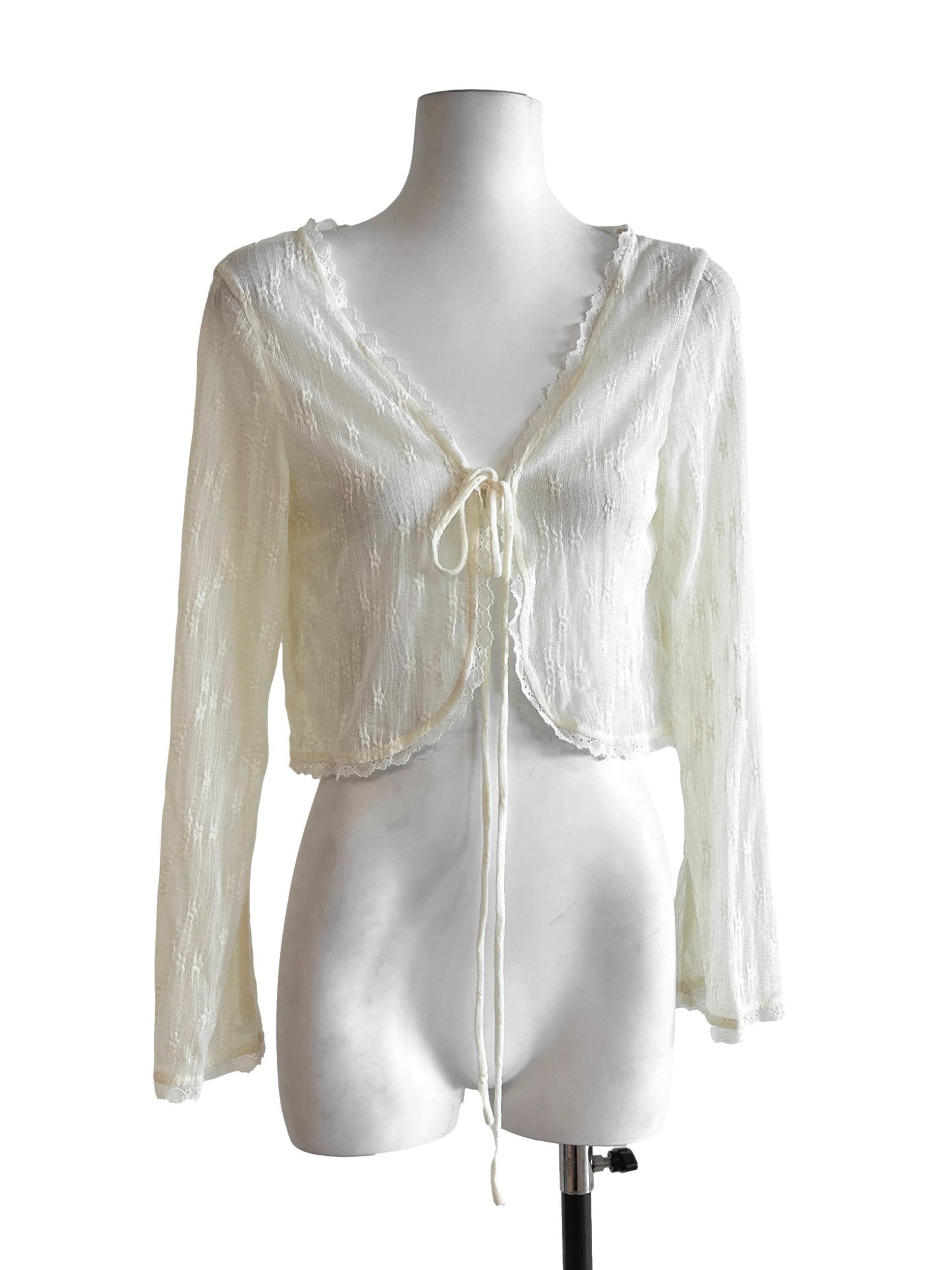 Cream White Cropped Cardigan