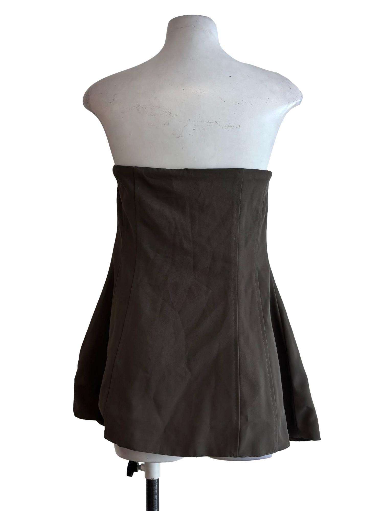Buff Brown Strapless Peplum Top