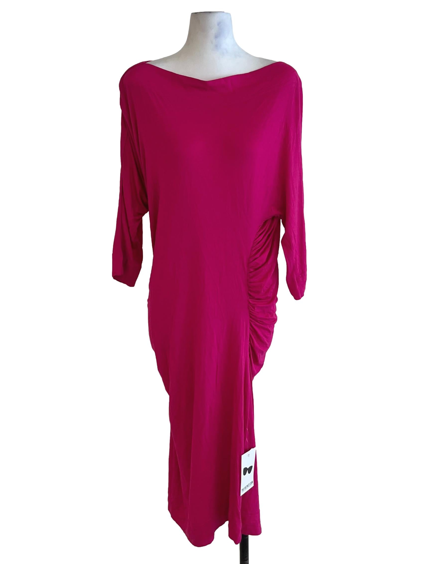 Hot Pink Sabrina Neckline Vintage Dress