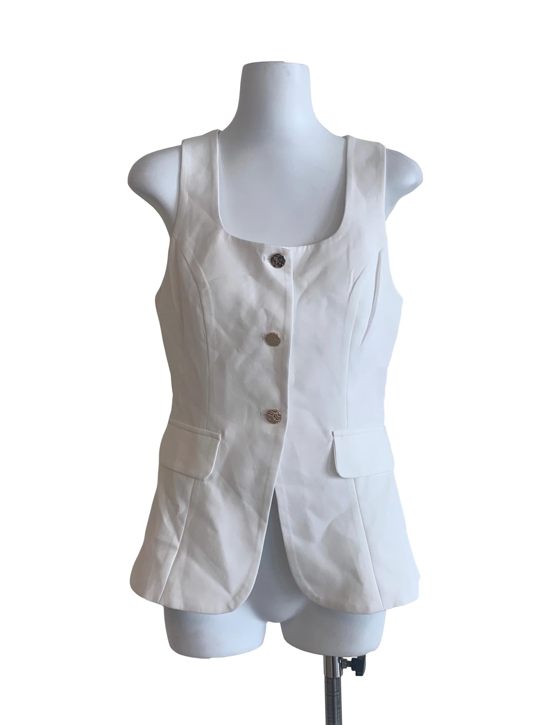 Chiffon White Square Neck Vest