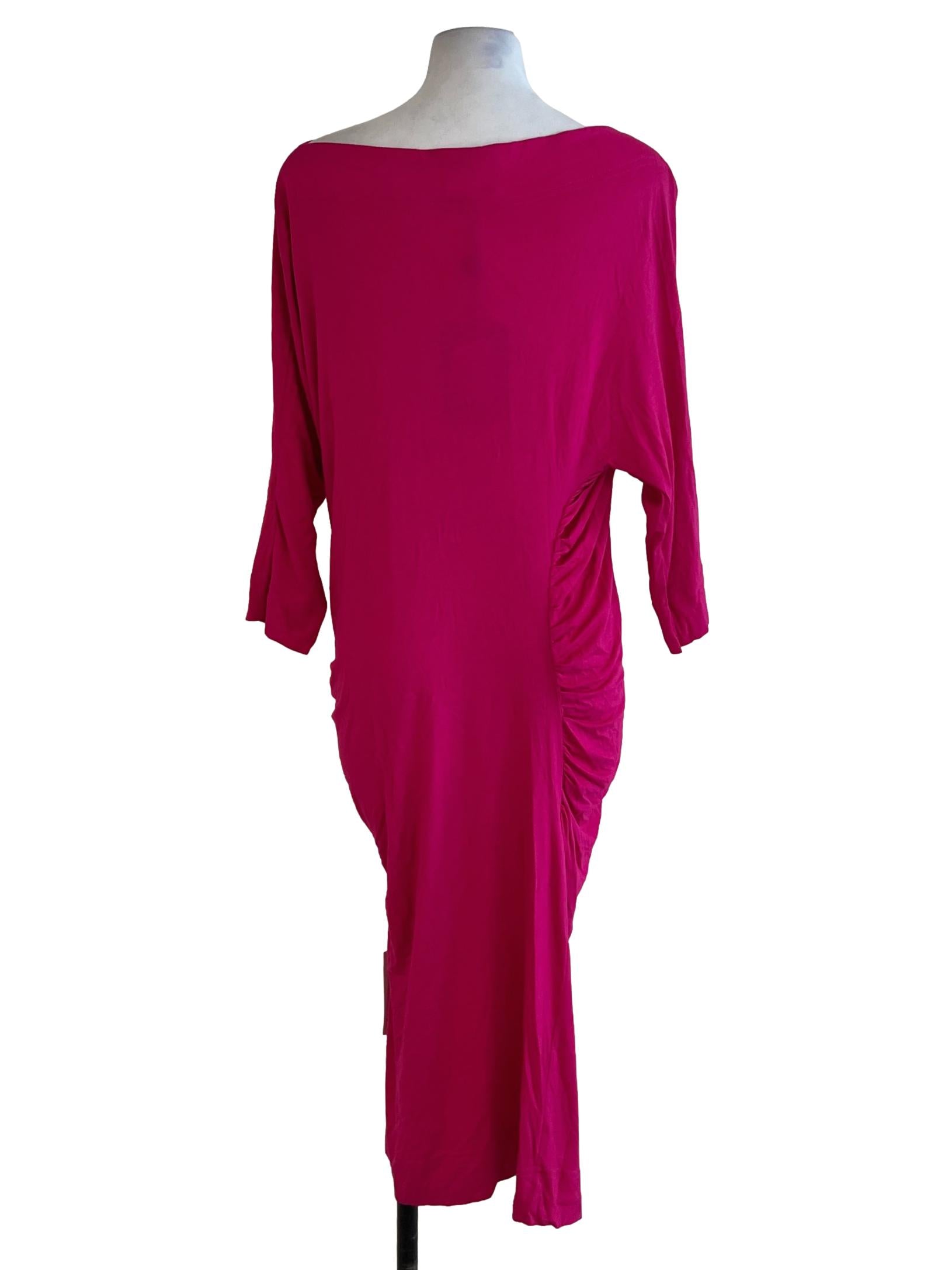 Hot Pink Sabrina Neckline Vintage Dress