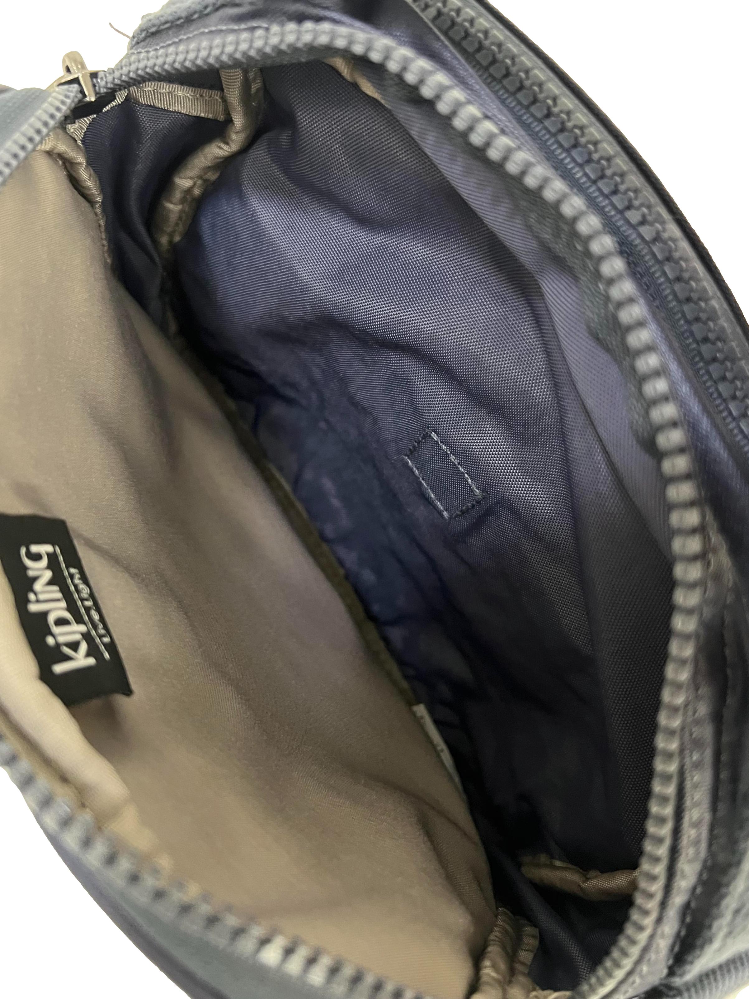 Blue Shiny Nylon Crossbody Bag