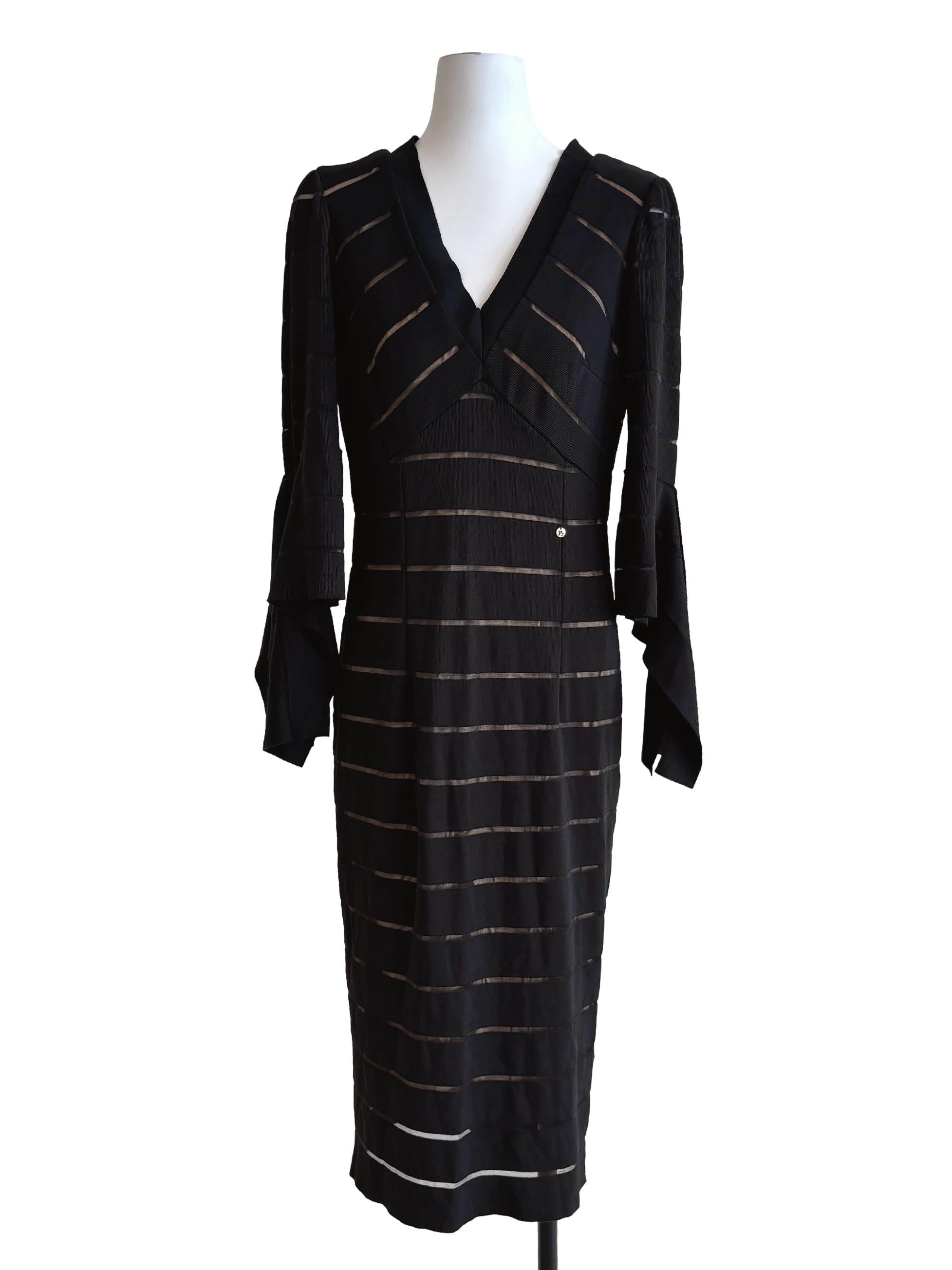Slate Black Flare Sleeve Pencil Dress