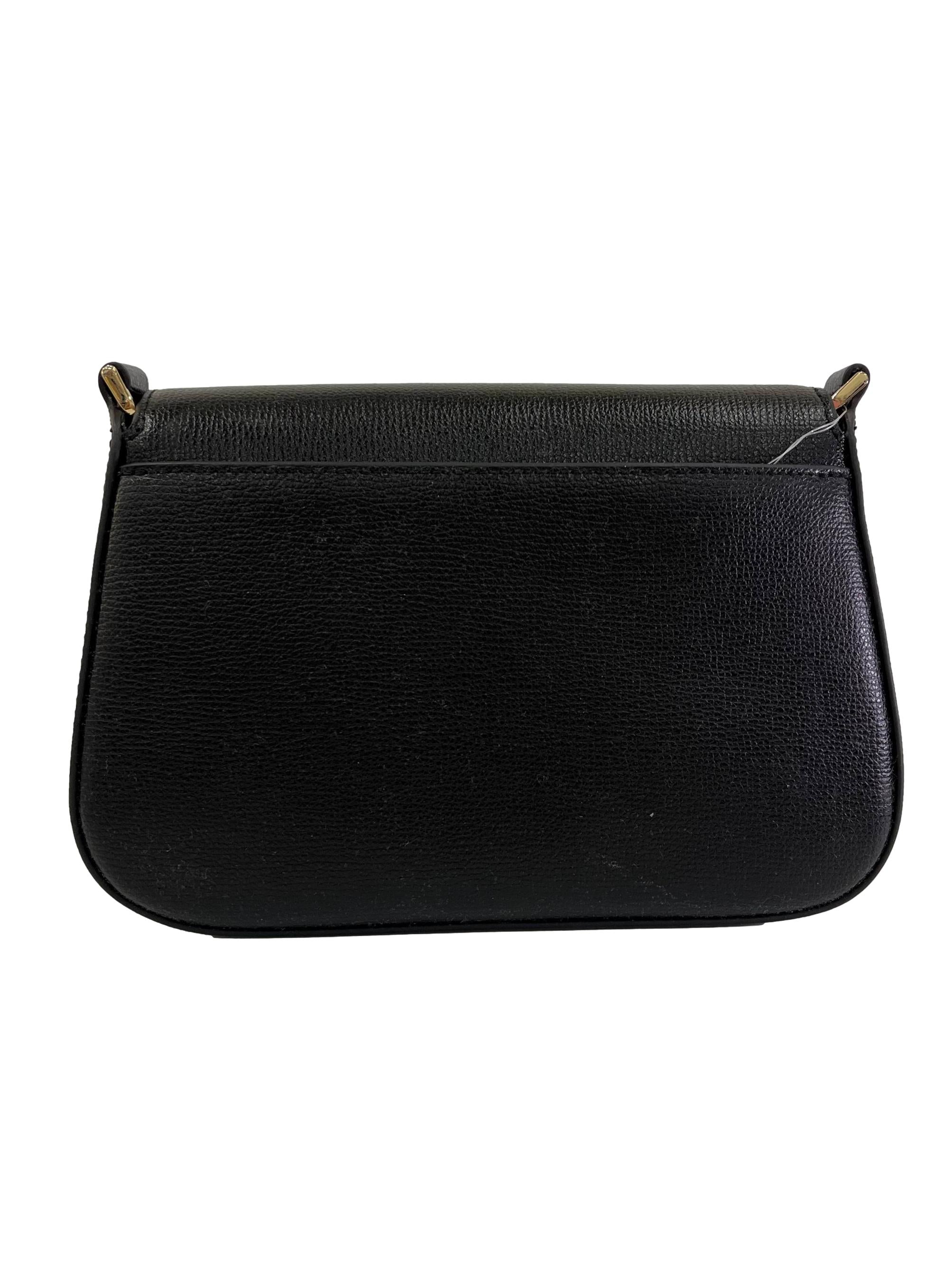 Black Leather Phoebe Small Flap Crossbody Bag CSN