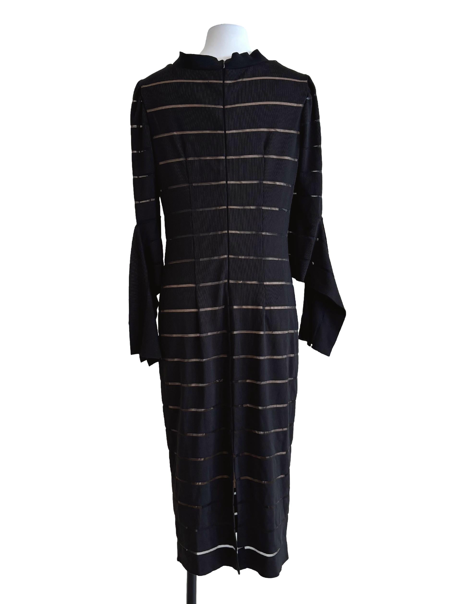 Slate Black Flare Sleeve Pencil Dress