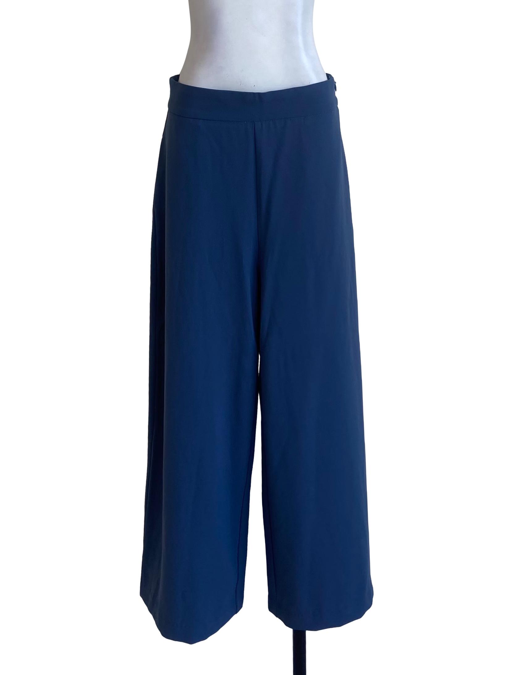 Blue Twill High Waist Formal Pants