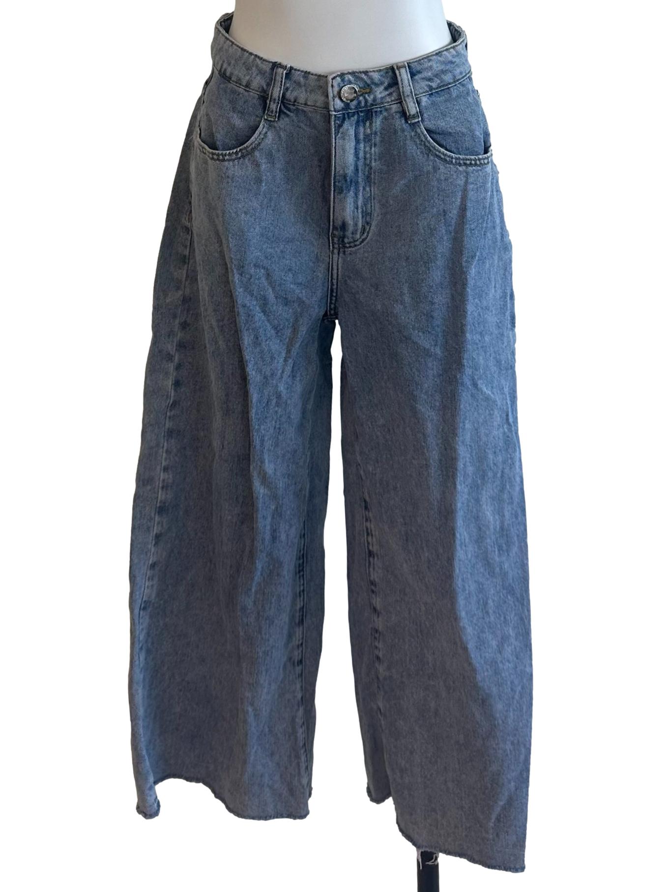 Illusion Blue Denim Wide Leg Jeans