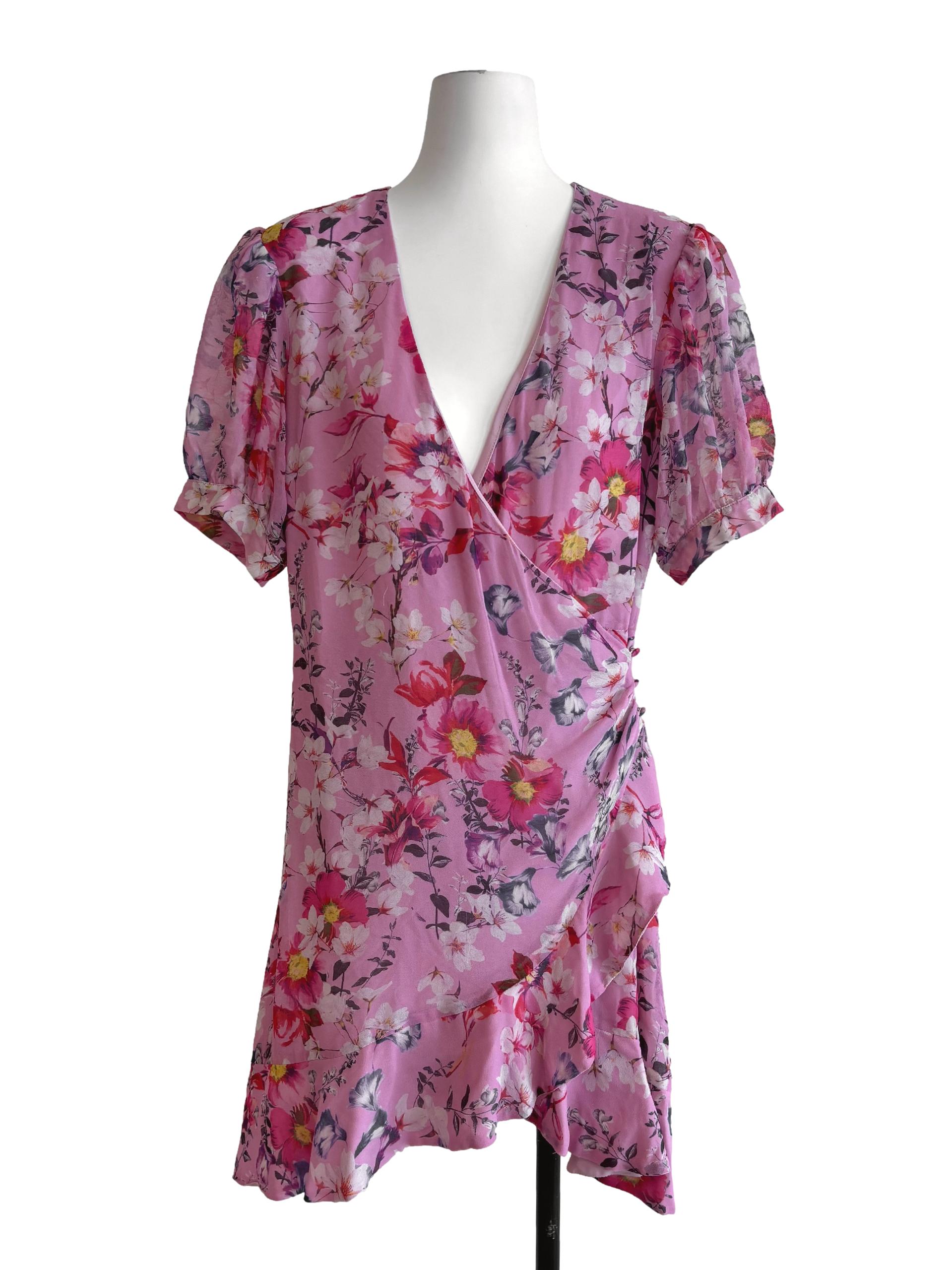 Sherbet Pink Floral Ruffle Dress