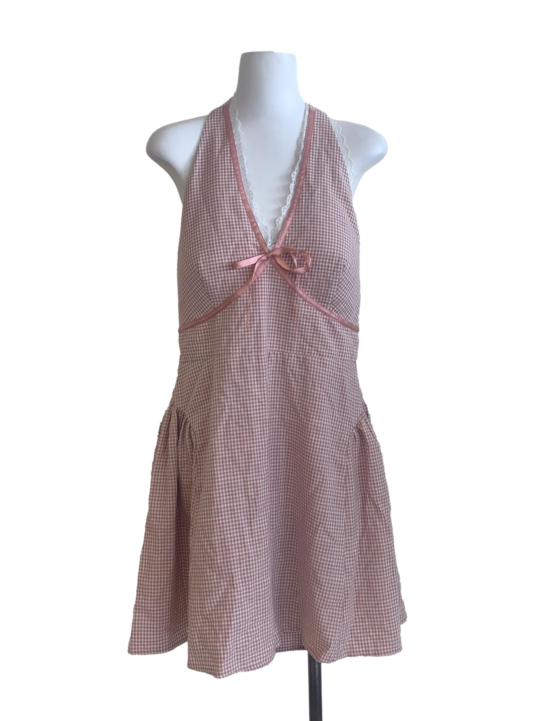 Rosewood Pink Gingham Pattern Dress