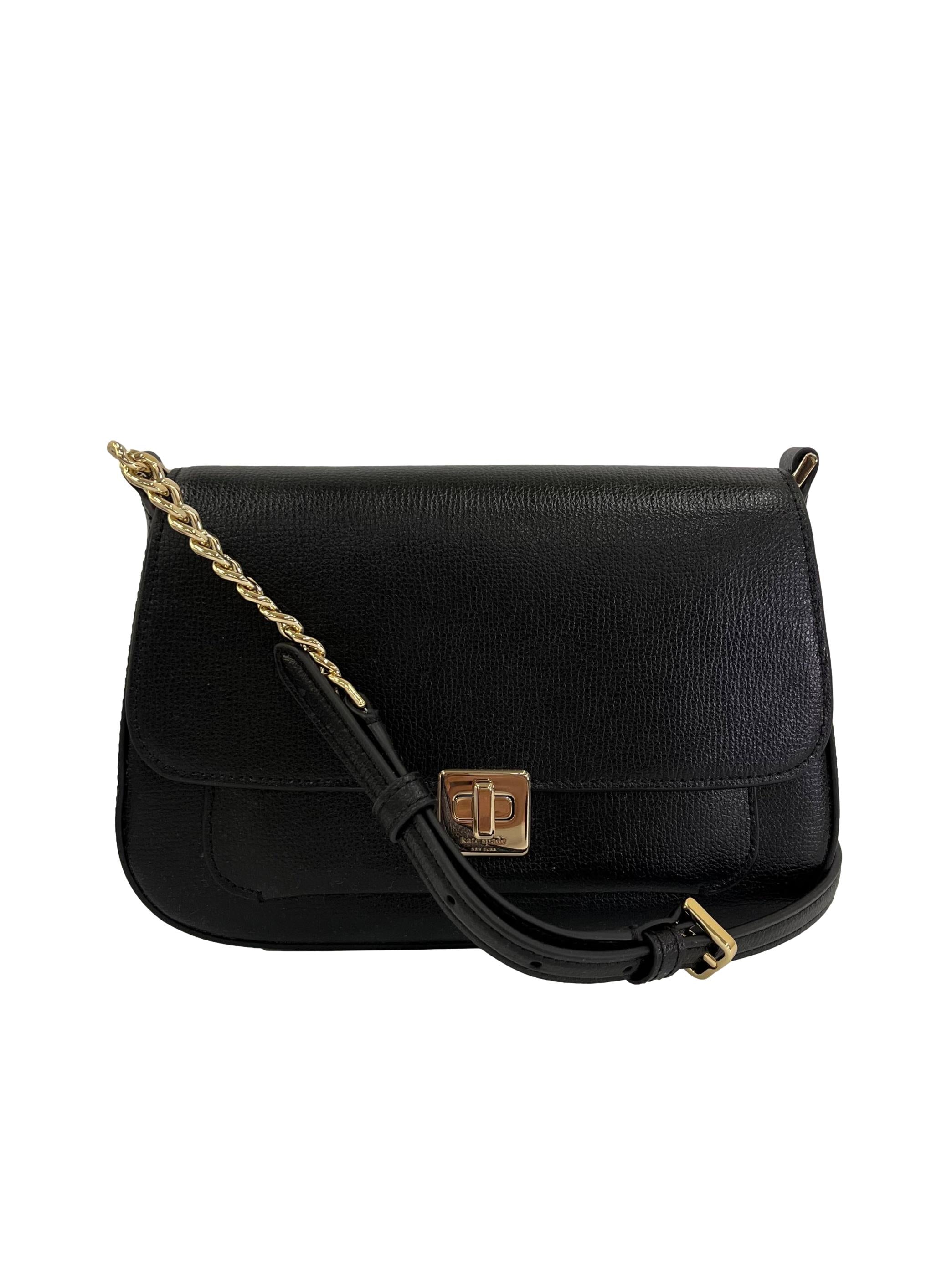 Black Leather Phoebe Small Flap Crossbody Bag CSN