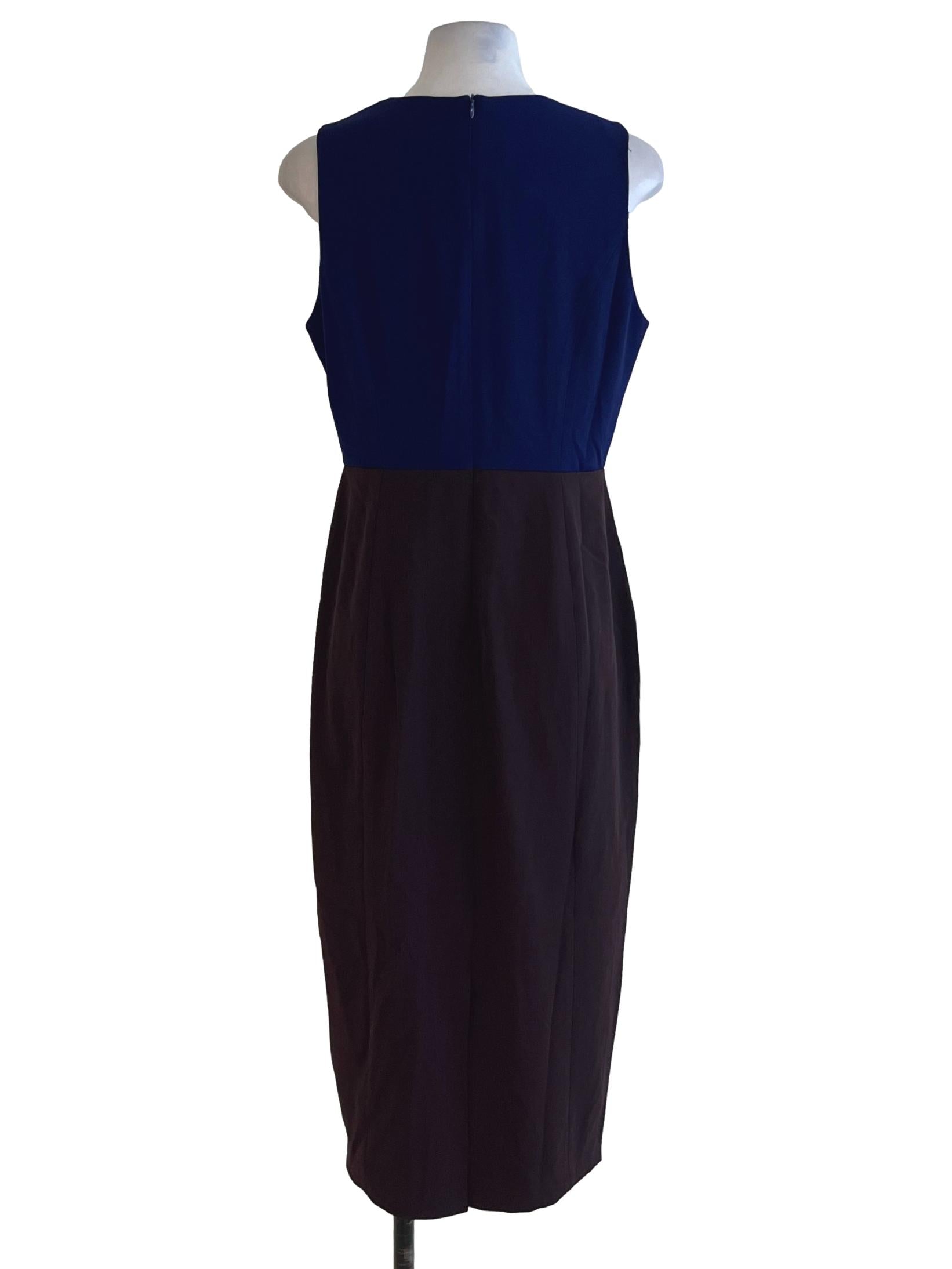 Navy Blue Jewel Neckline A-Line Dress