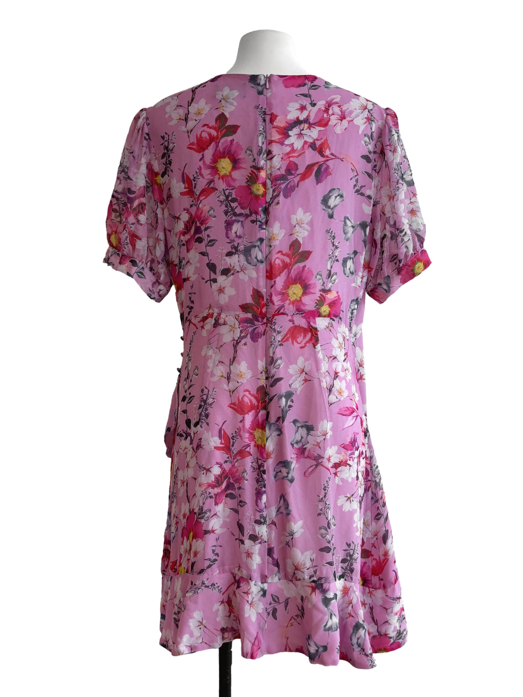 Sherbet Pink Floral Ruffle Dress
