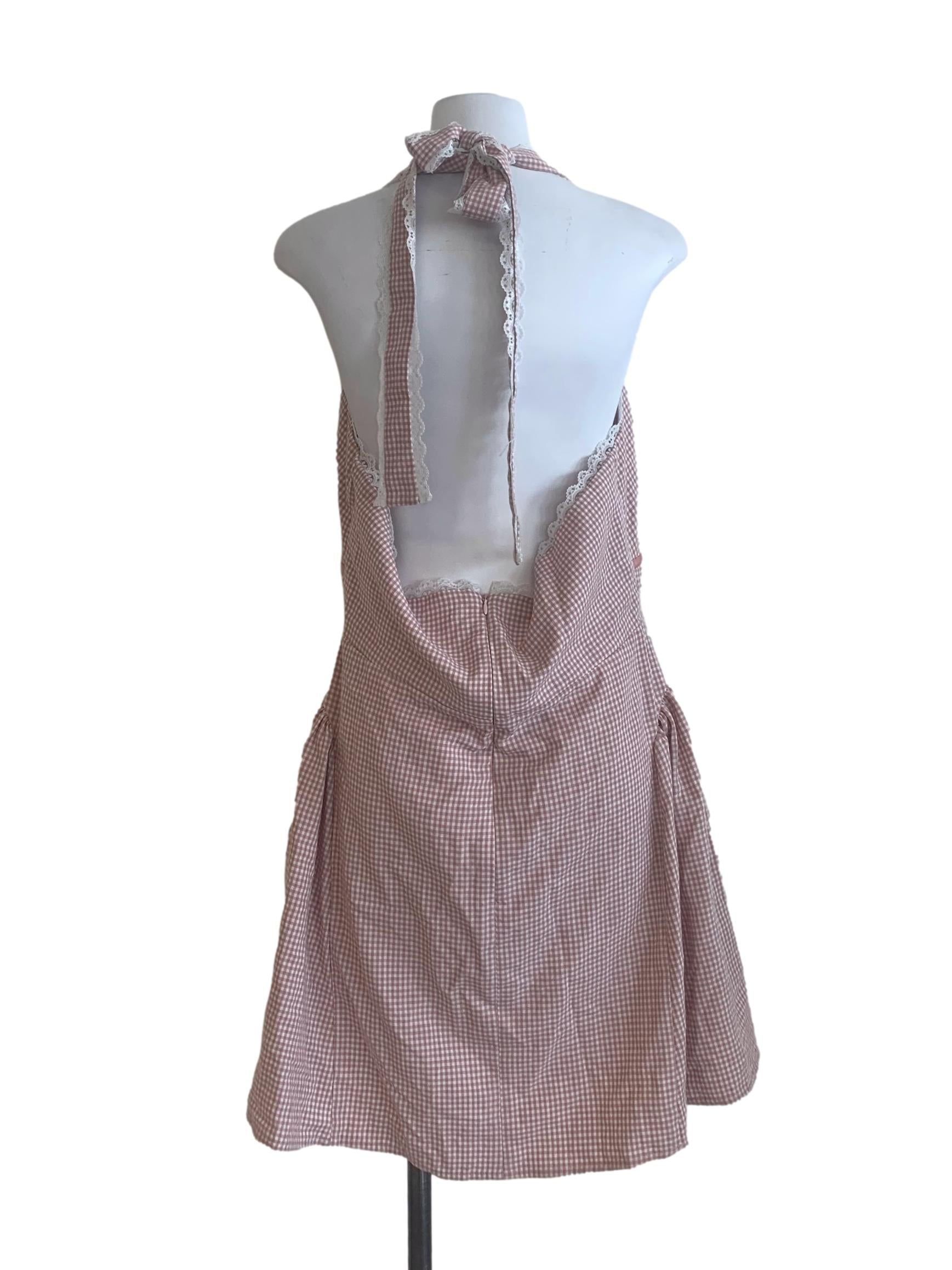 Rosewood Pink Gingham Pattern Dress