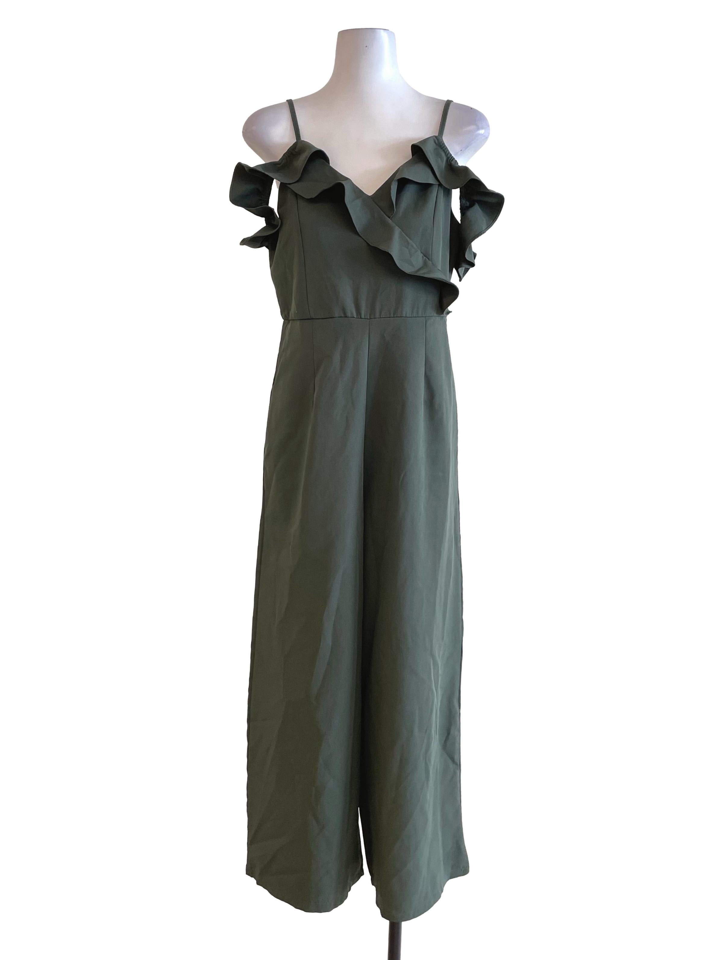 Dark Sage Ruffled Jumpsuit