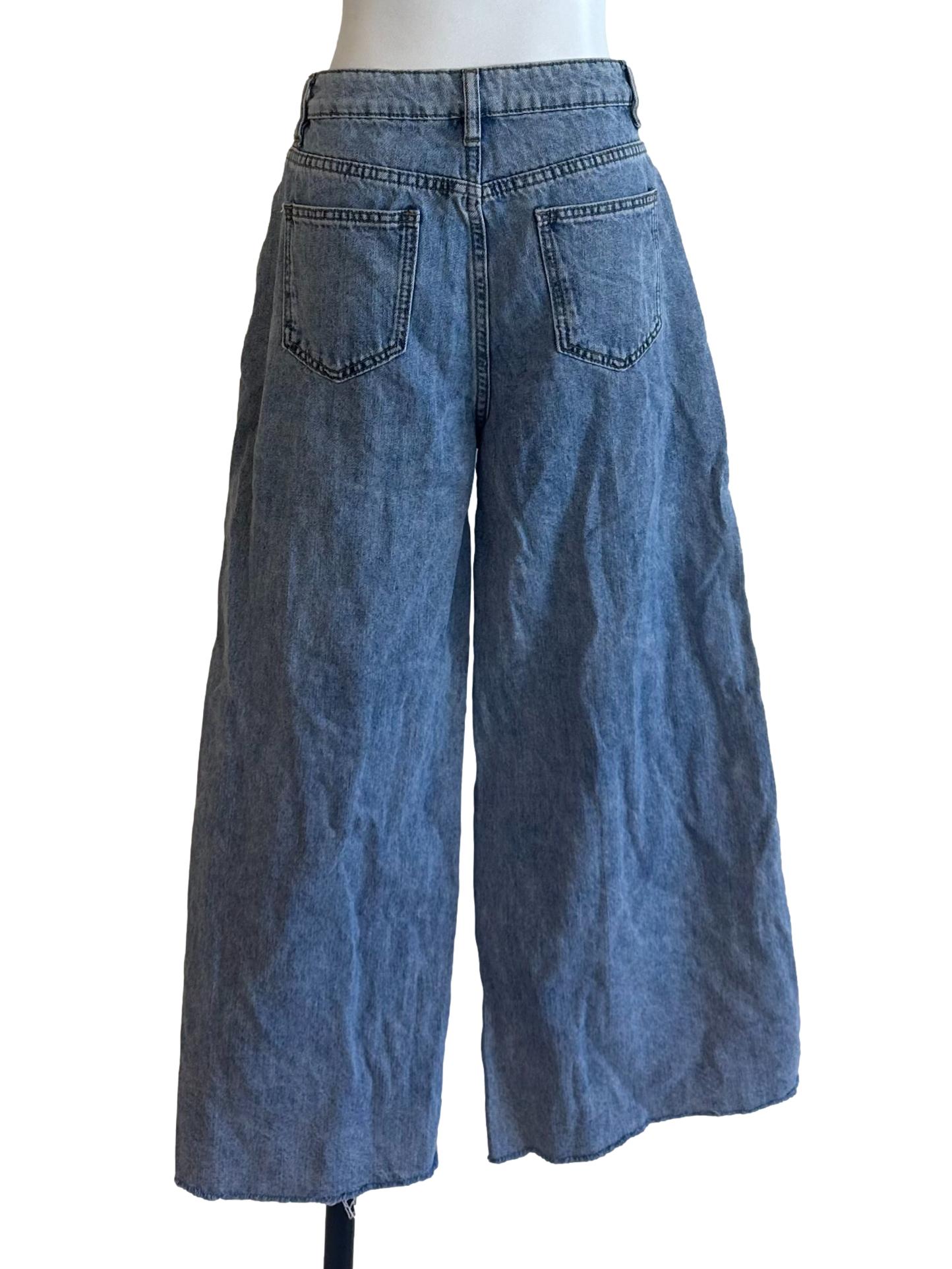 Illusion Blue Denim Wide Leg Jeans