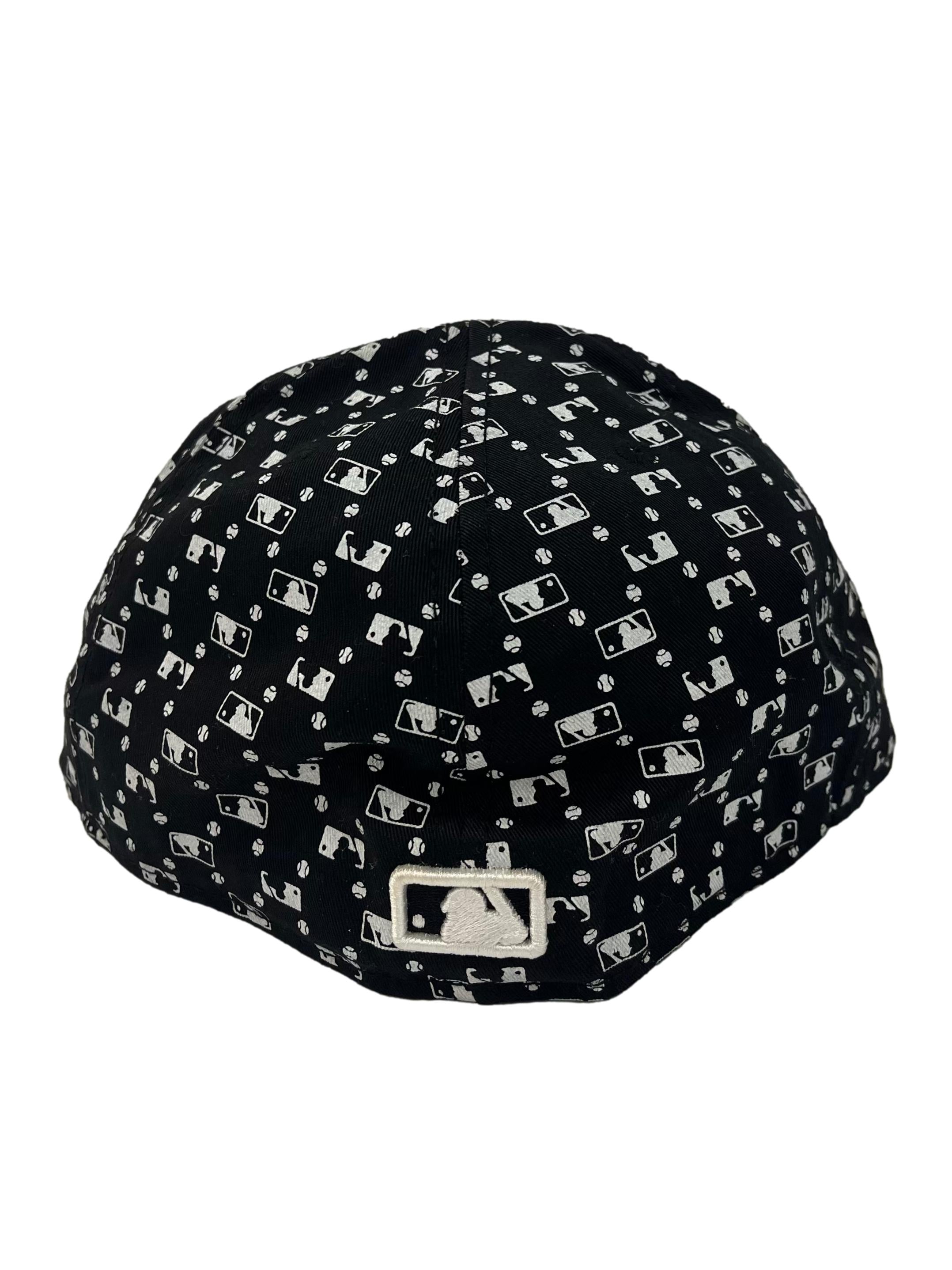 Black And White Monogram Print With Embroidery Snapback Cap