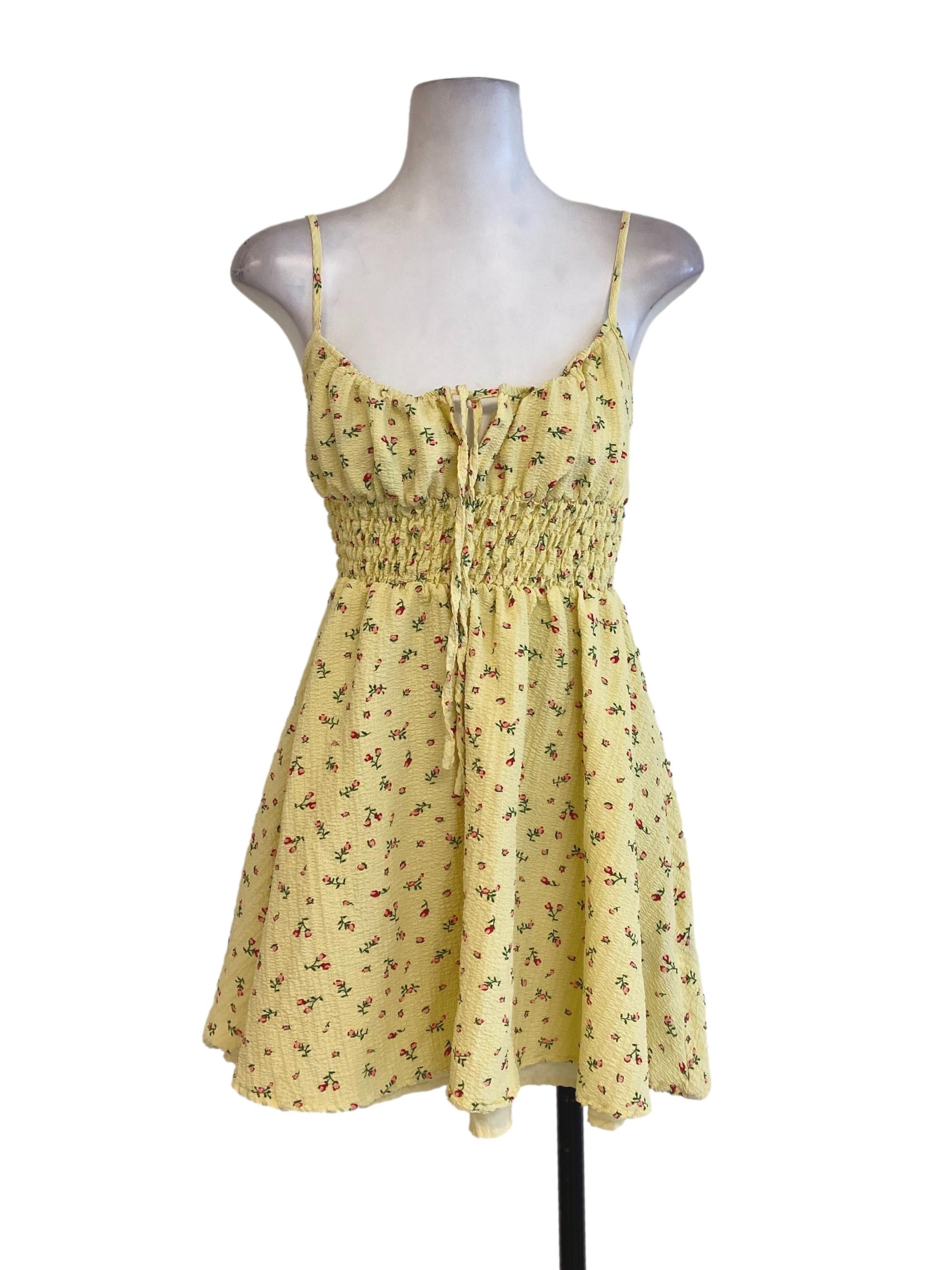 Yellow Floral A Line Dress