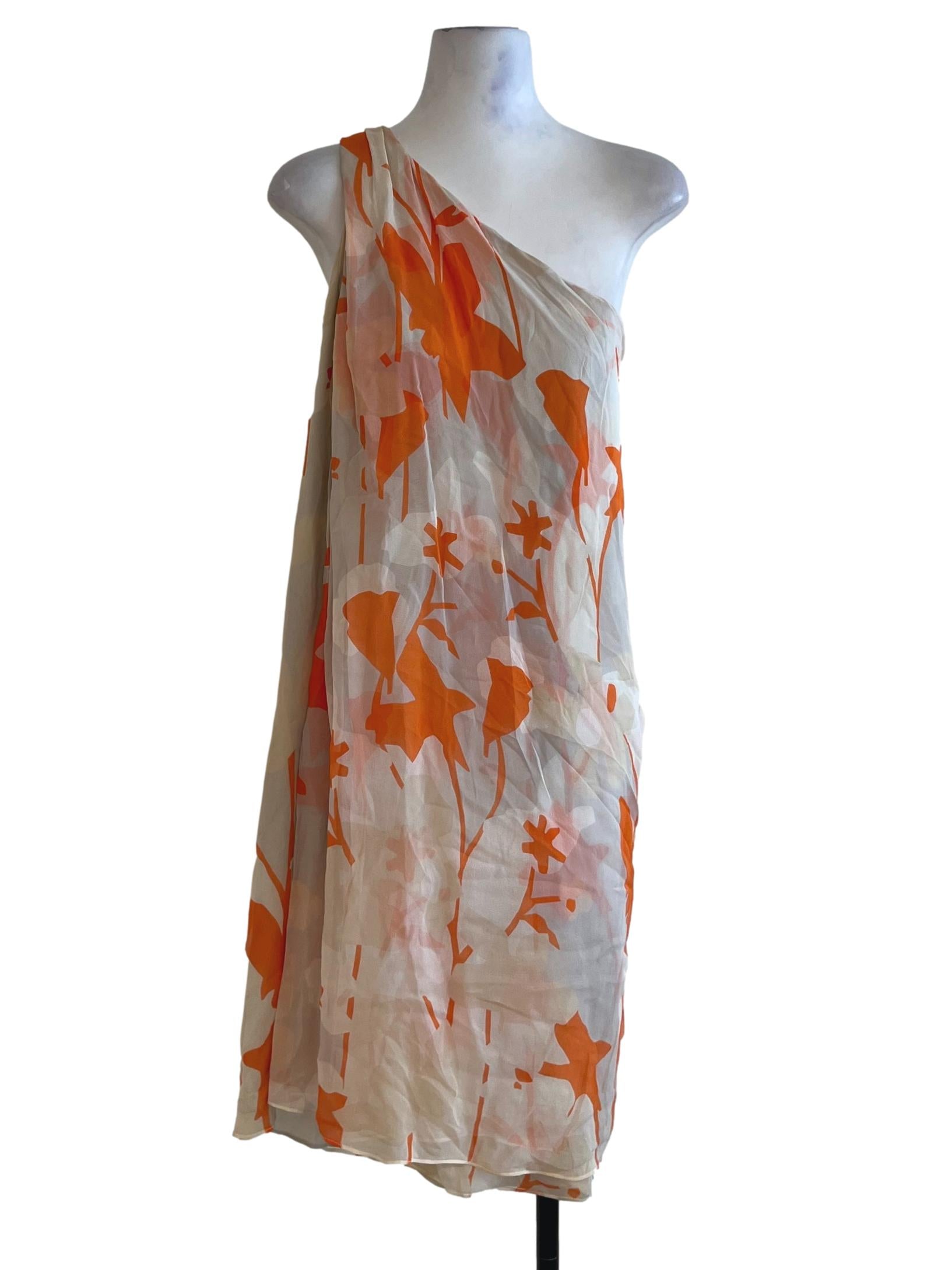 Beige Abstract Asymmetric Pleated Dress