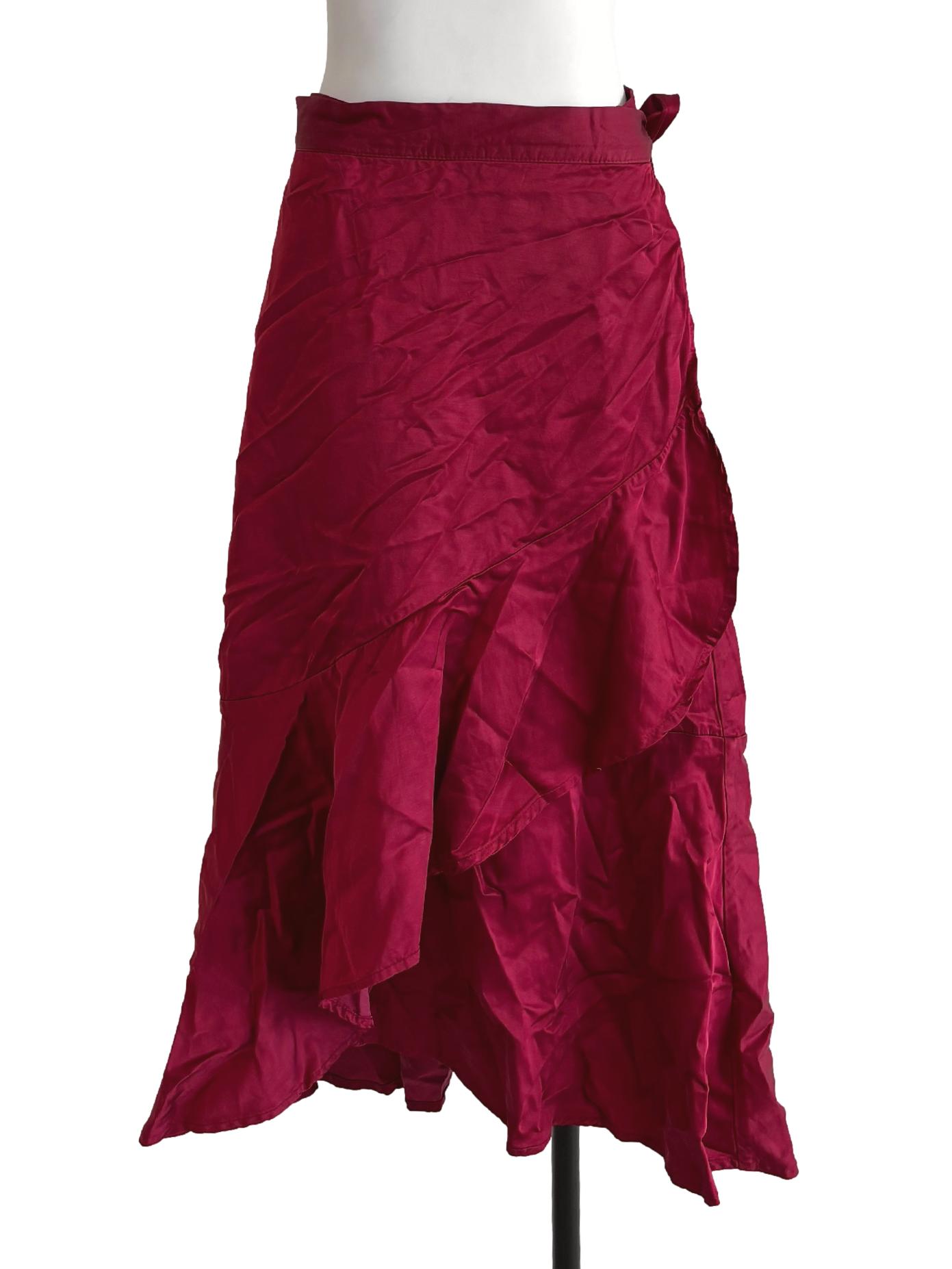 Crimson Red Ruffle Wrap Skirt