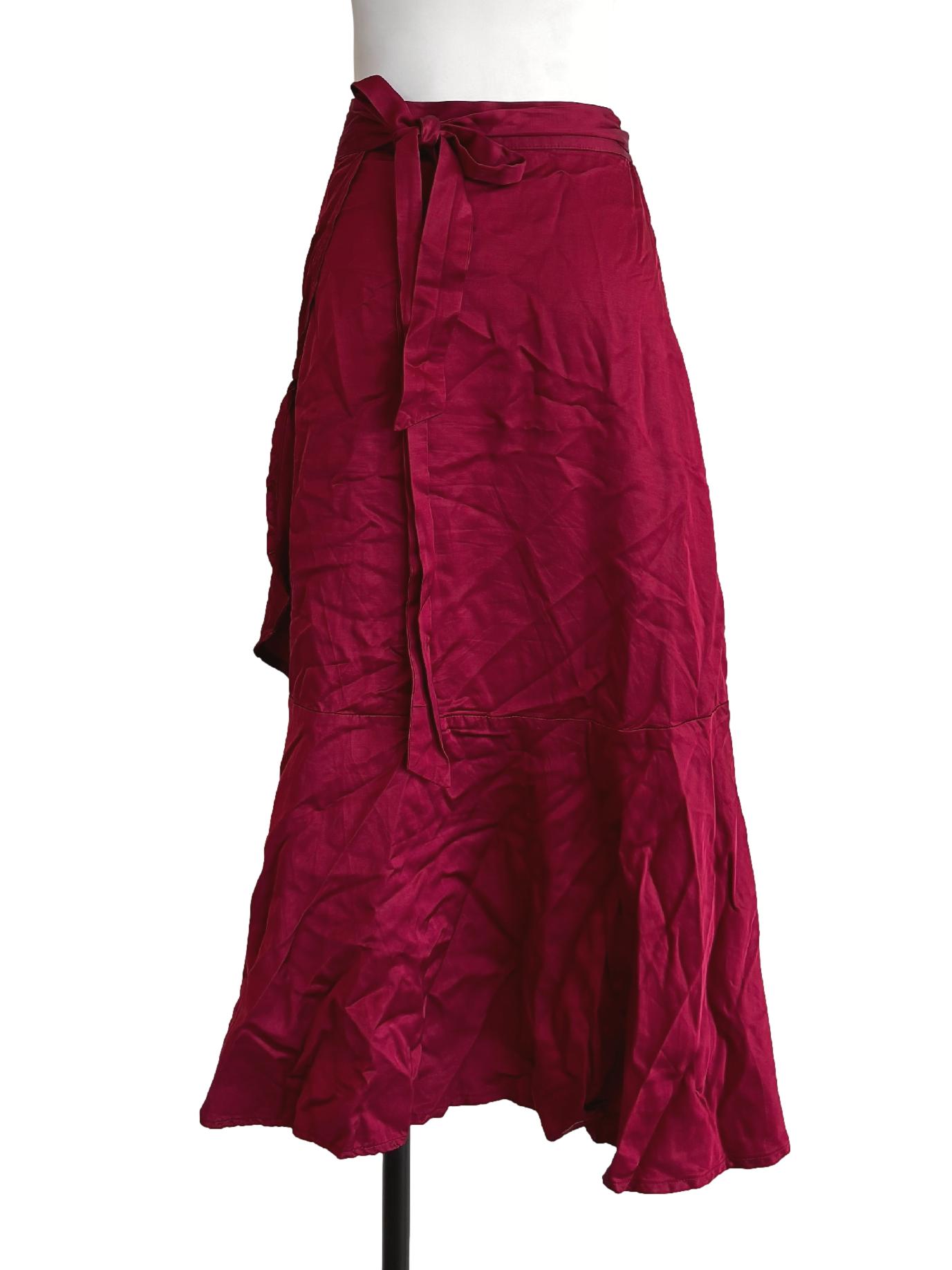 Crimson Red Ruffle Wrap Skirt