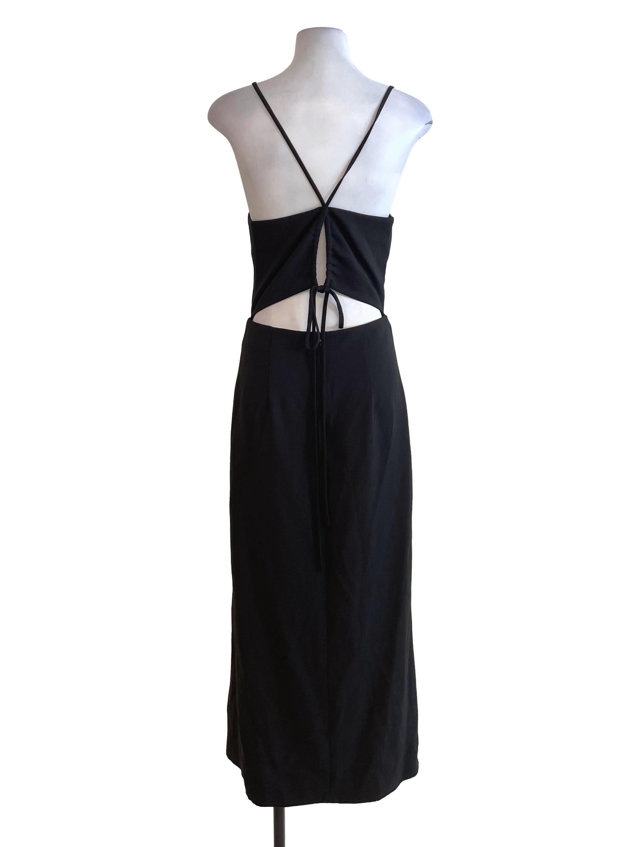 Black Tie Back Fit Dress