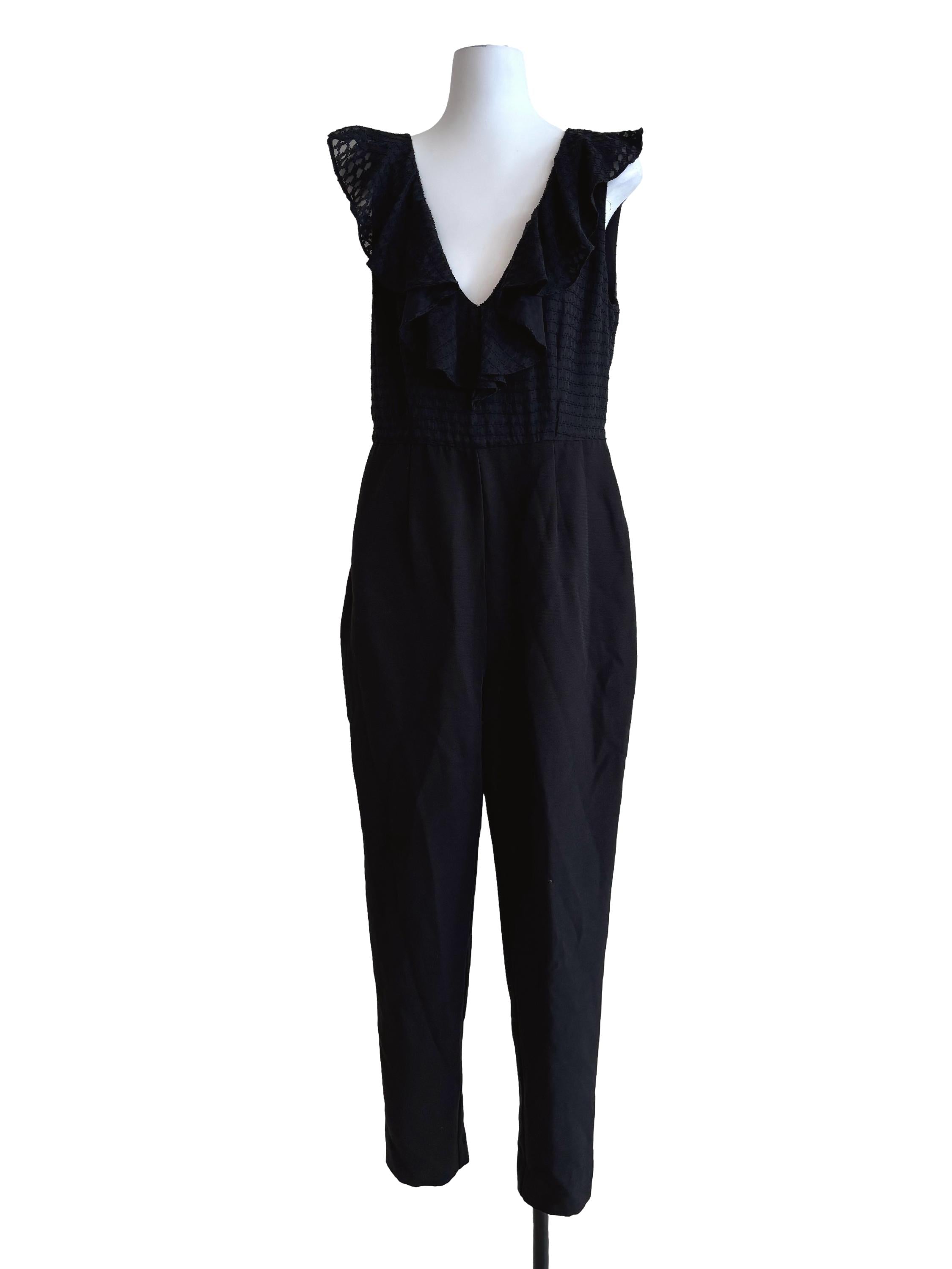 Onyx Black Sleeveless Pear Cut Jumpsuit